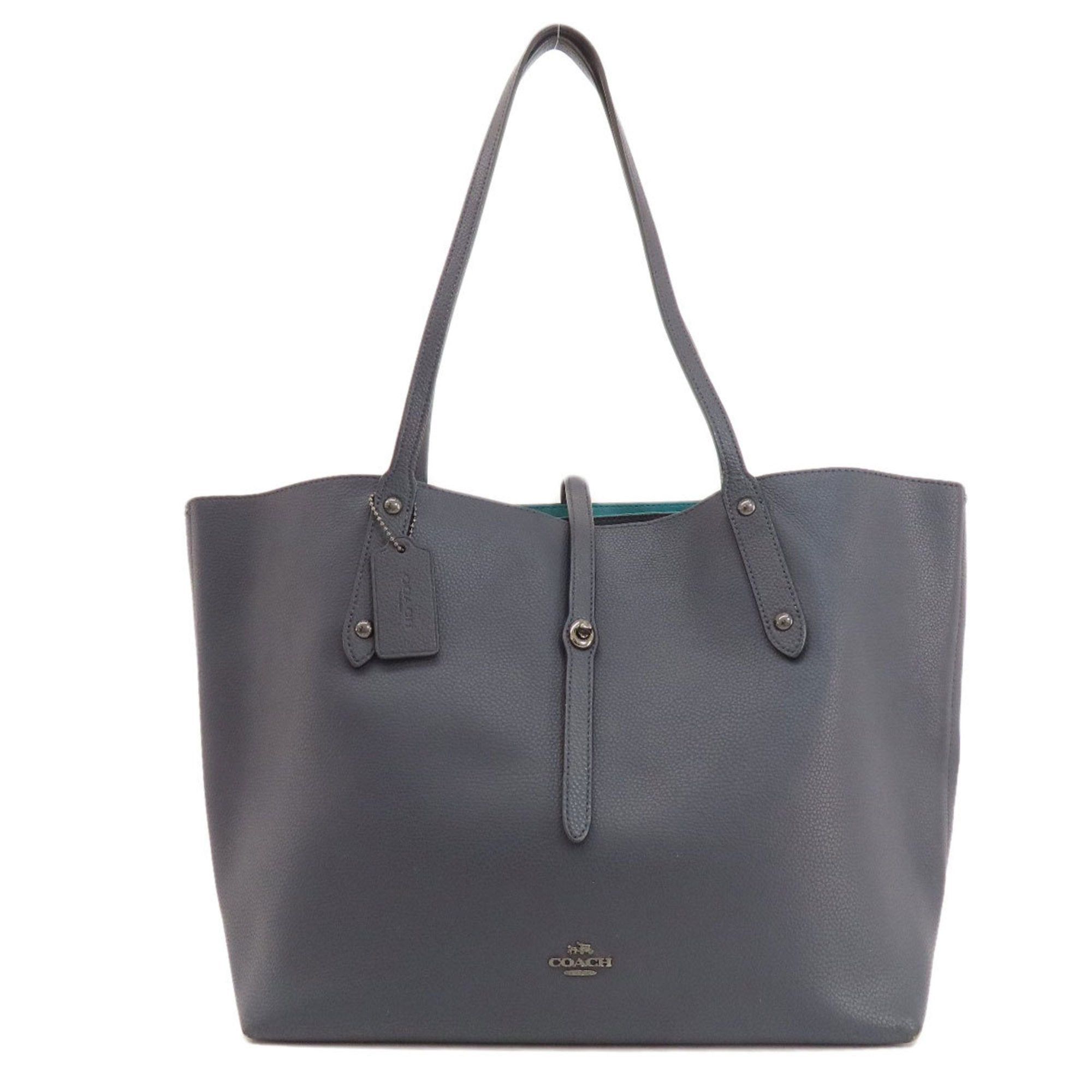 image of Coach 58849 Metal Tote Bag Leather Women's in Blue