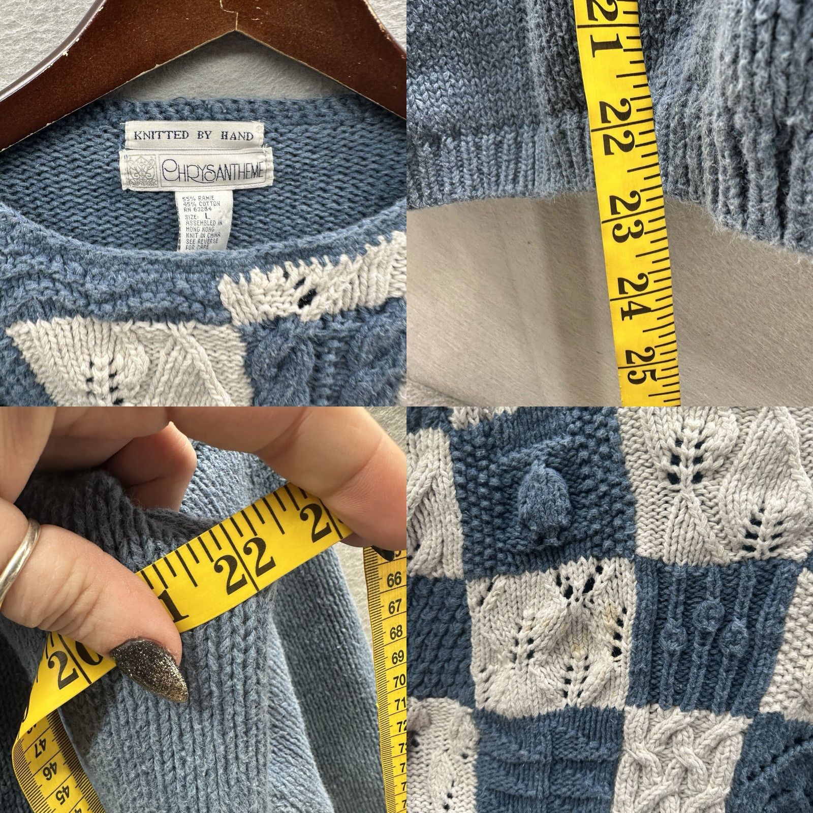 Vintage Vintage Chrysanthem 80s Sweater Women's L Blue Floral Knit Pullover Boho Casual Size L / US 10 / IT 46 - 8 Thumbnail