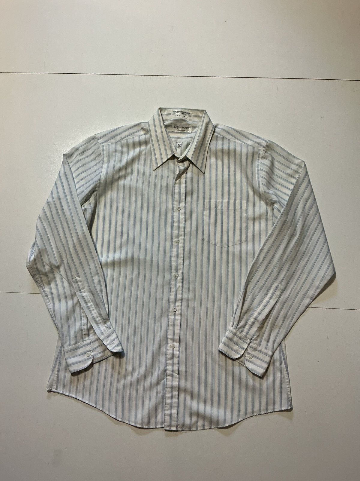 Yves Saint Laurent Vintage Yves Saint Laurent YSL Striped Button Dress Shirt Size US M / EU 48-50 / 2 - 1 Thumbnail