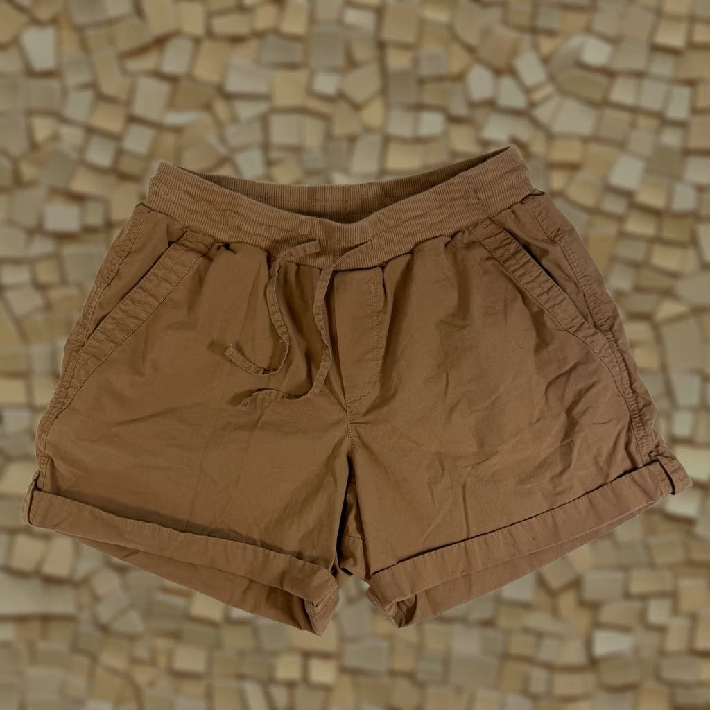 Vintage Pact Womens Shorts S Casual Elastic Waist Drawstring Pockets Chino 4in Inseam Brown Solid Size 28" / US 6 / IT 42 - 1 Thumbnail