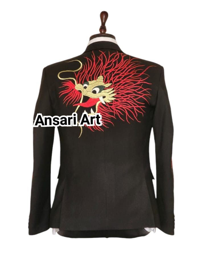 Other Men 2PC Customized Dragon Embroidery western cocktail outfit Size 46S - 5 Thumbnail