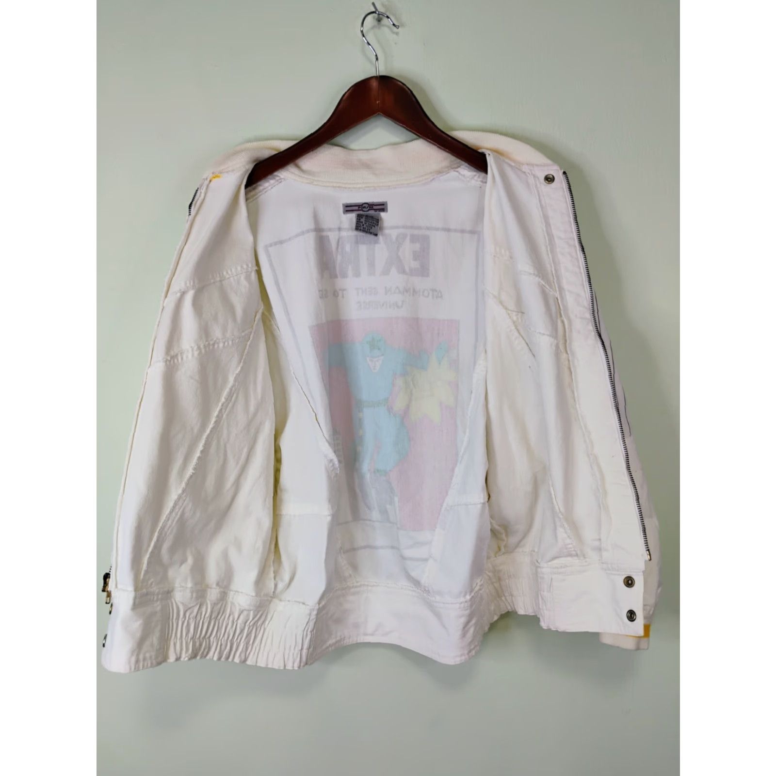 Etro VINTAGE Atomman Comic Pop Art Lightweight Bomber Jacket S White Unisex Adults Regular Porsha Zip Stand-Up Collar 80s Comics Theme Rare Size US S / EU 44-46 / 1 - 3 Thumbnail