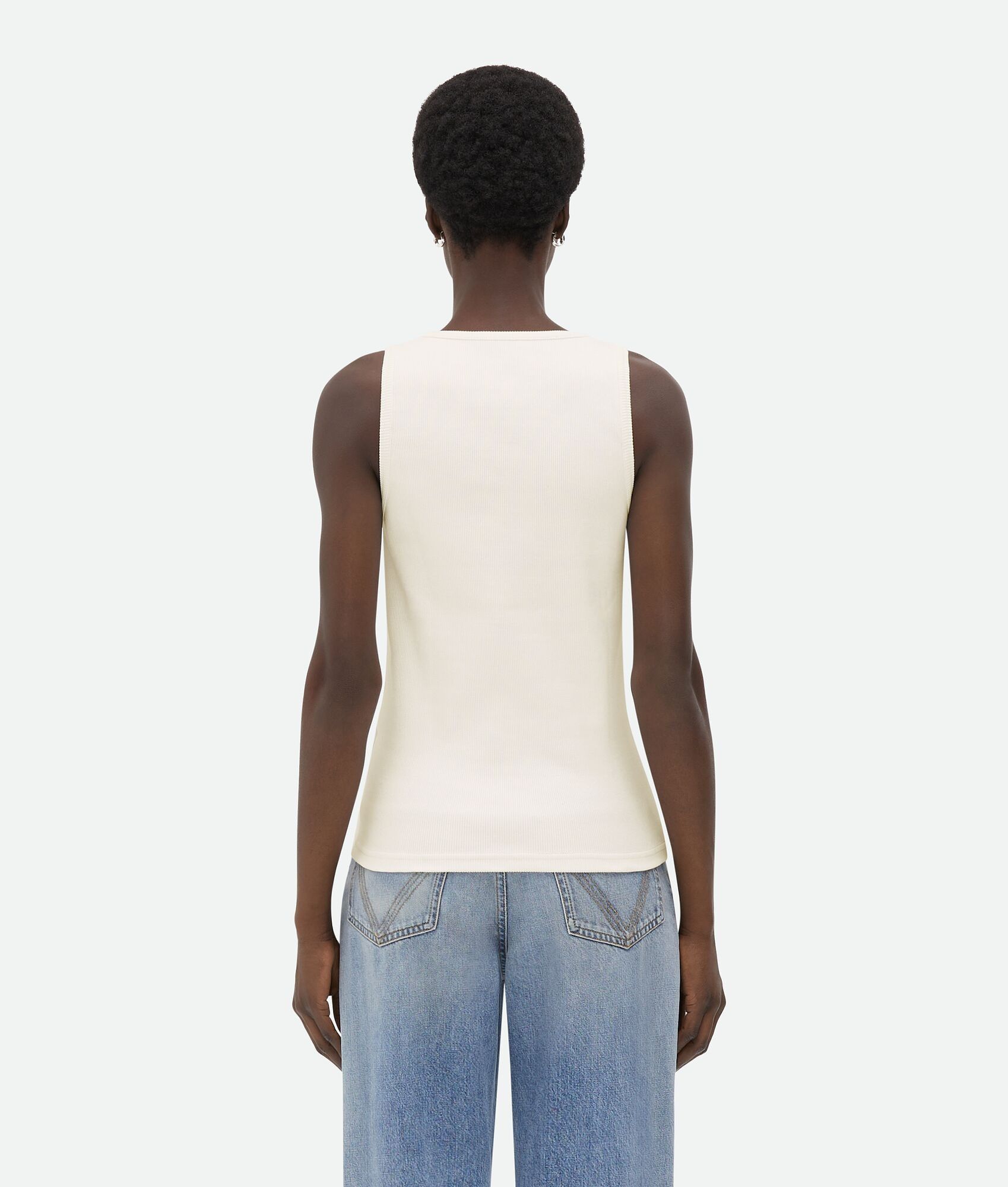 Bottega Veneta o1bcso1str0425 Embroidered Cotton Tank Top in Chalk Size L / US 10 / IT 46 - 3 Thumbnail