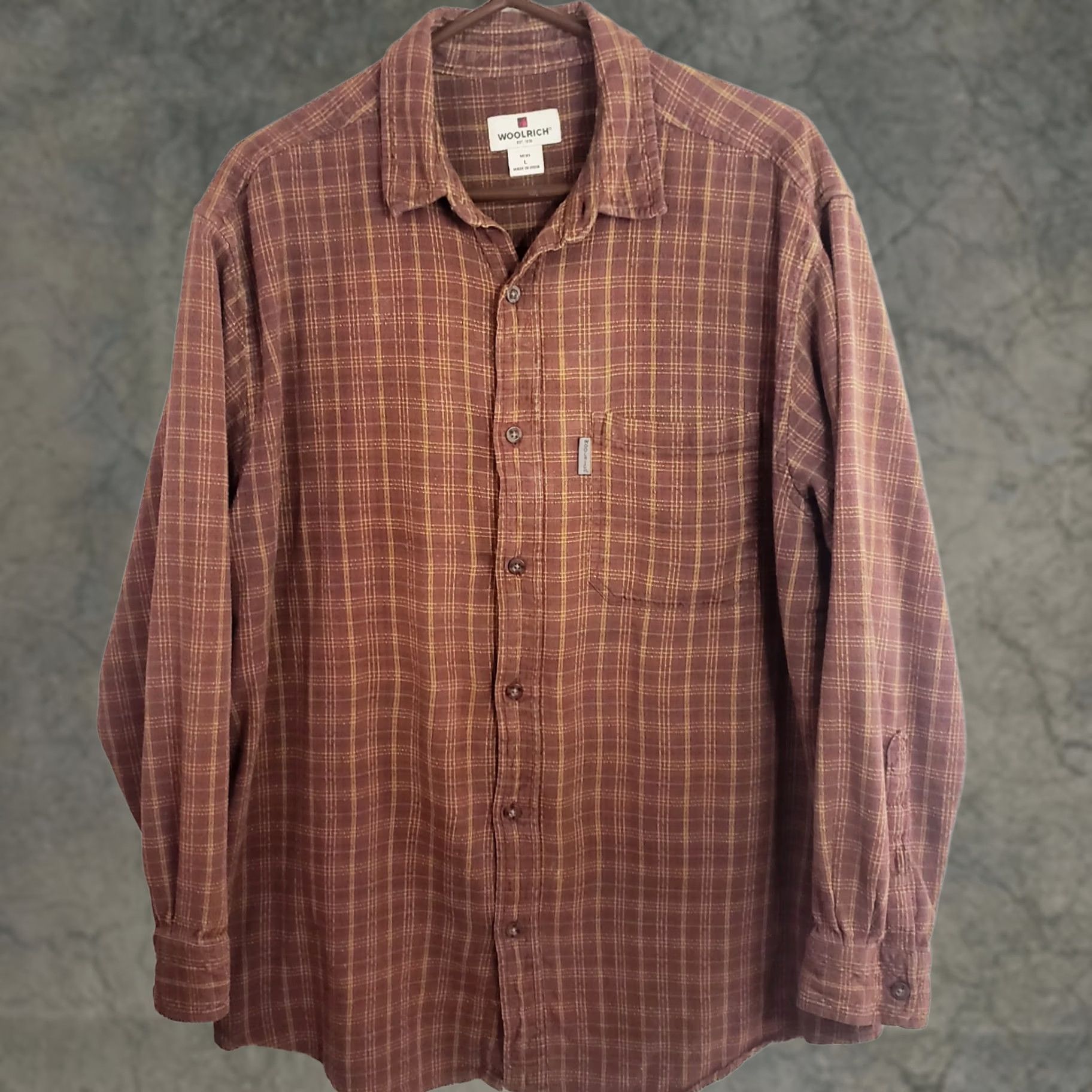 Vintage Woolrich Shirt Plaid Button-Down Long Sleeve 100% Cotton Linen-Look Brown Woolrich Mens L Regular Pocketed Size US L / EU 52-54 / 3 - 1 Thumbnail