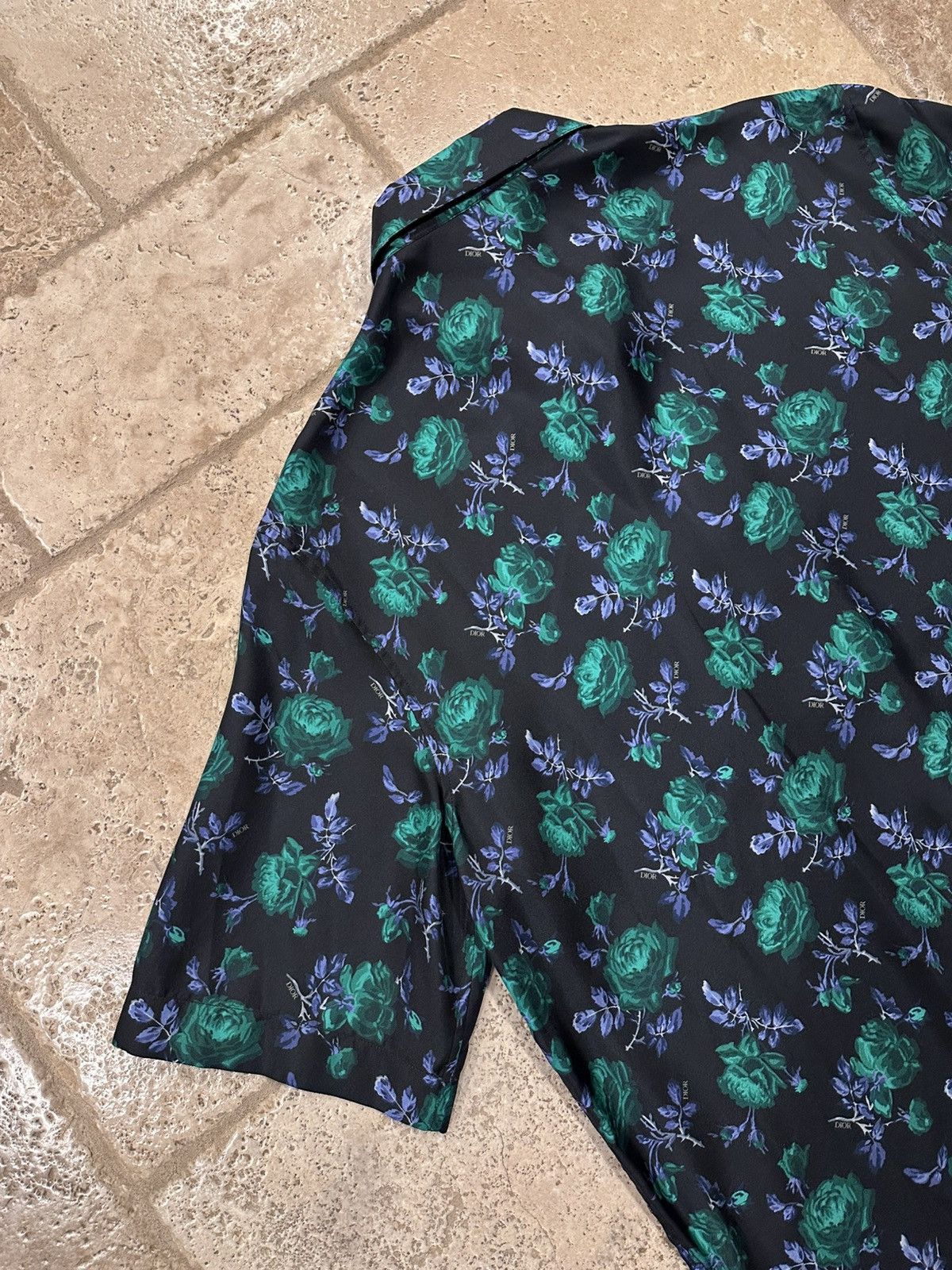 Dior Dior x Kim Jones Green Rose Print Silk Button Up Shirt Size US M / EU 48-50 / 2 - 6 Thumbnail