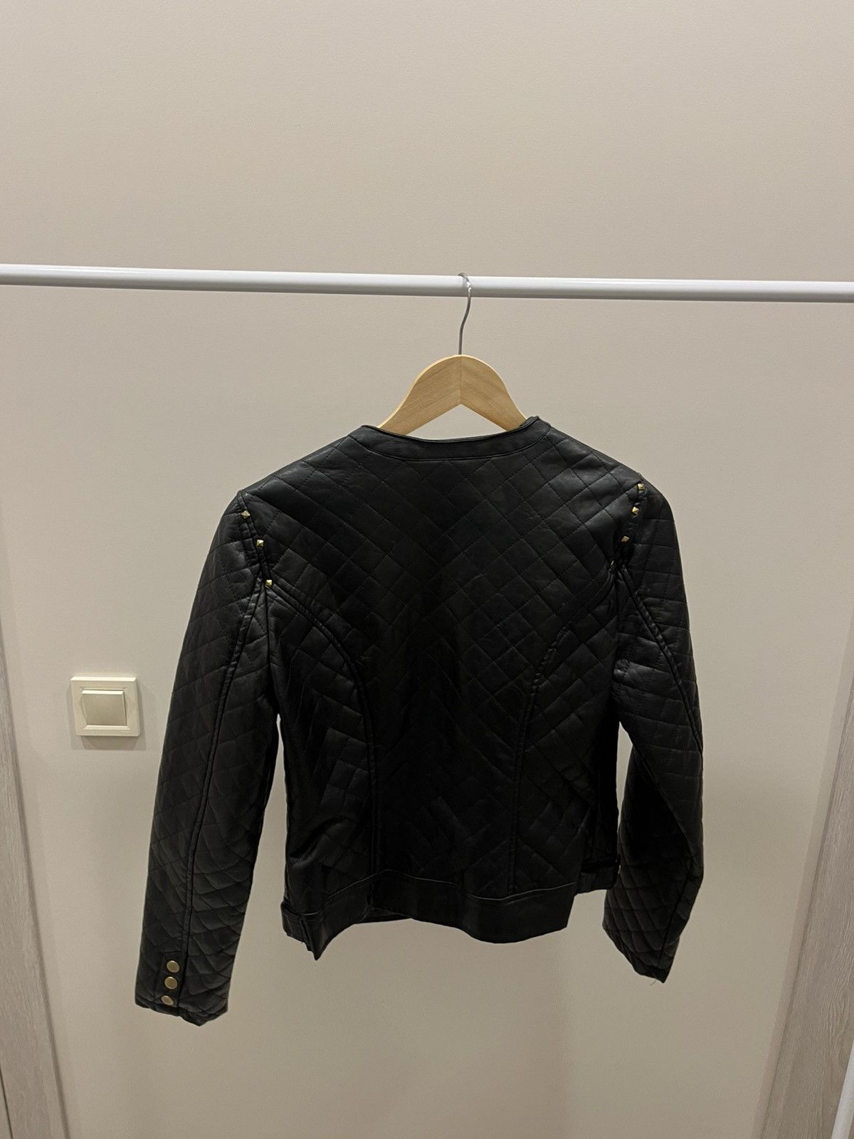 Vintage Vintage 90s Woman Cropped Boxy Leather Racing Jacket Hype Size M / US 6-8 / IT 42-44 - 4 Thumbnail