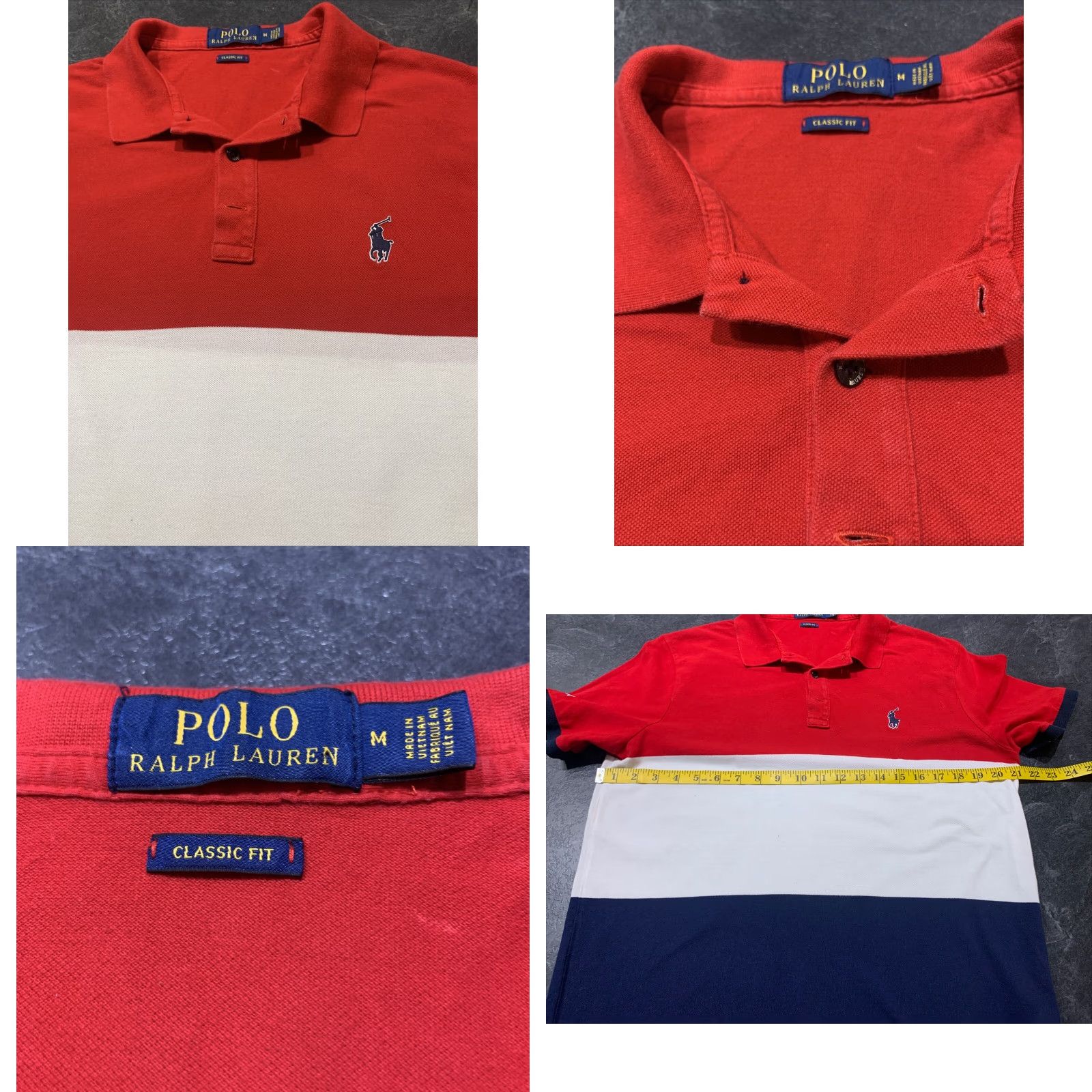 Polo Ralph Lauren VINTAGE POLO RALPH LAUREN Small Pony Spell Out Striped Polo Shirt 2010s Mens Medium Navy Blue White Red Size US M / EU 48-50 / 2 - 4 Thumbnail