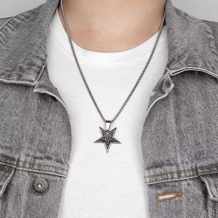 Jewelry Demon Pentagram Skull Pendant Necklace Size ONE SIZE - 3 Thumbnail
