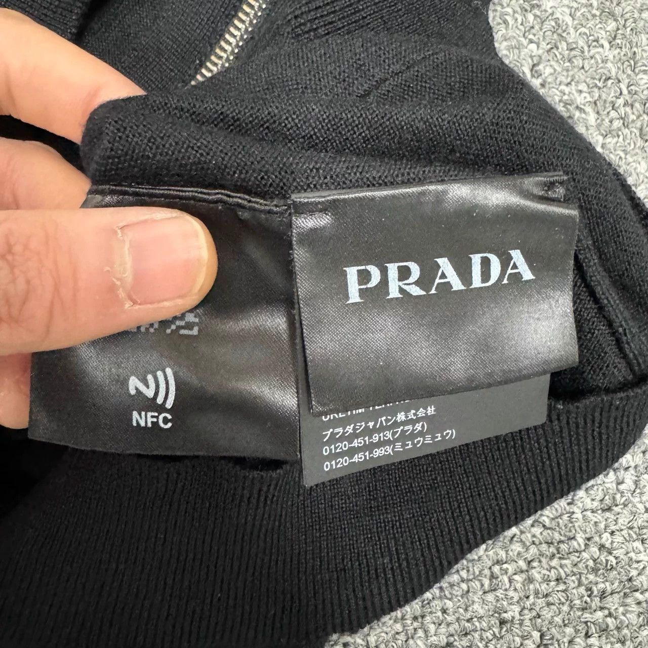 Prada Prada-Black-Logo-Wool-Zip-Knit-Cardigan-IT48 Size US M / EU 48-50 / 2 - 4 Thumbnail
