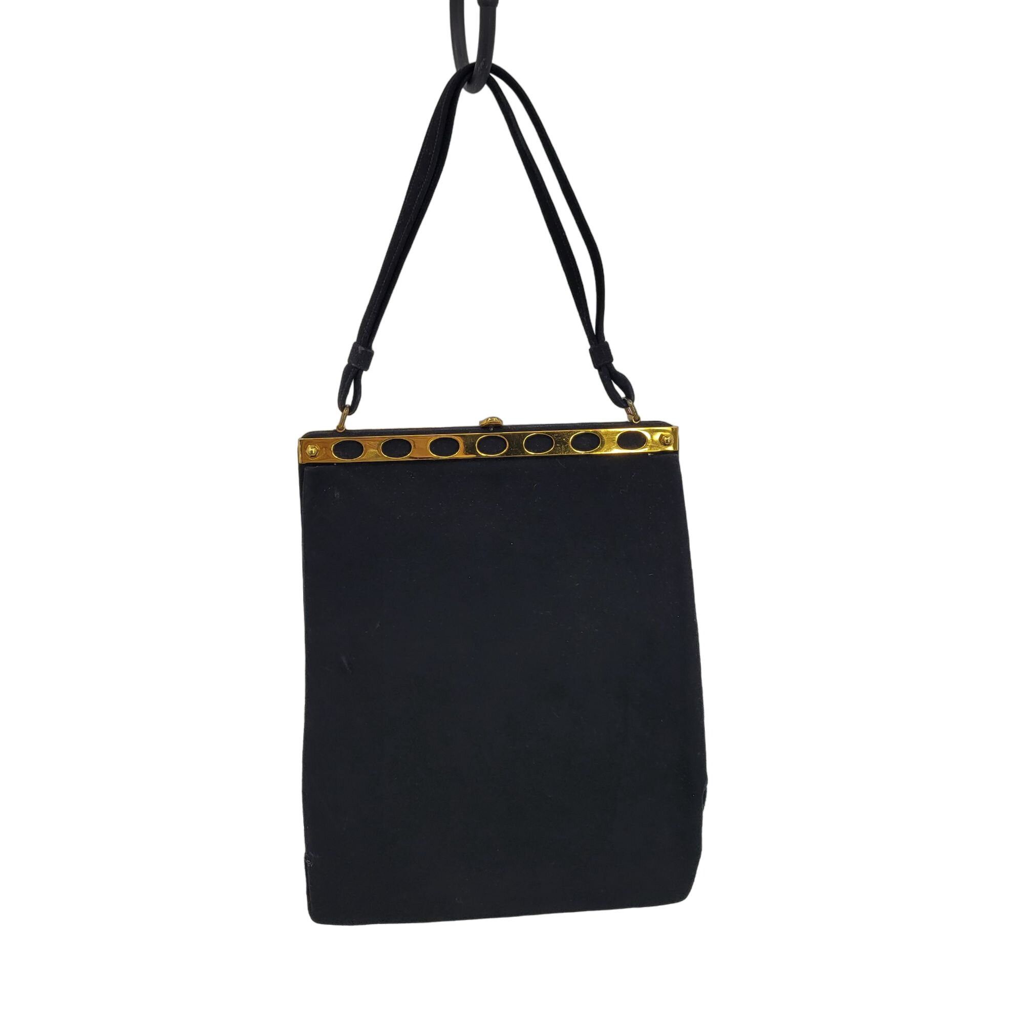 Vintage 1950s Black Velvet Evening Bag