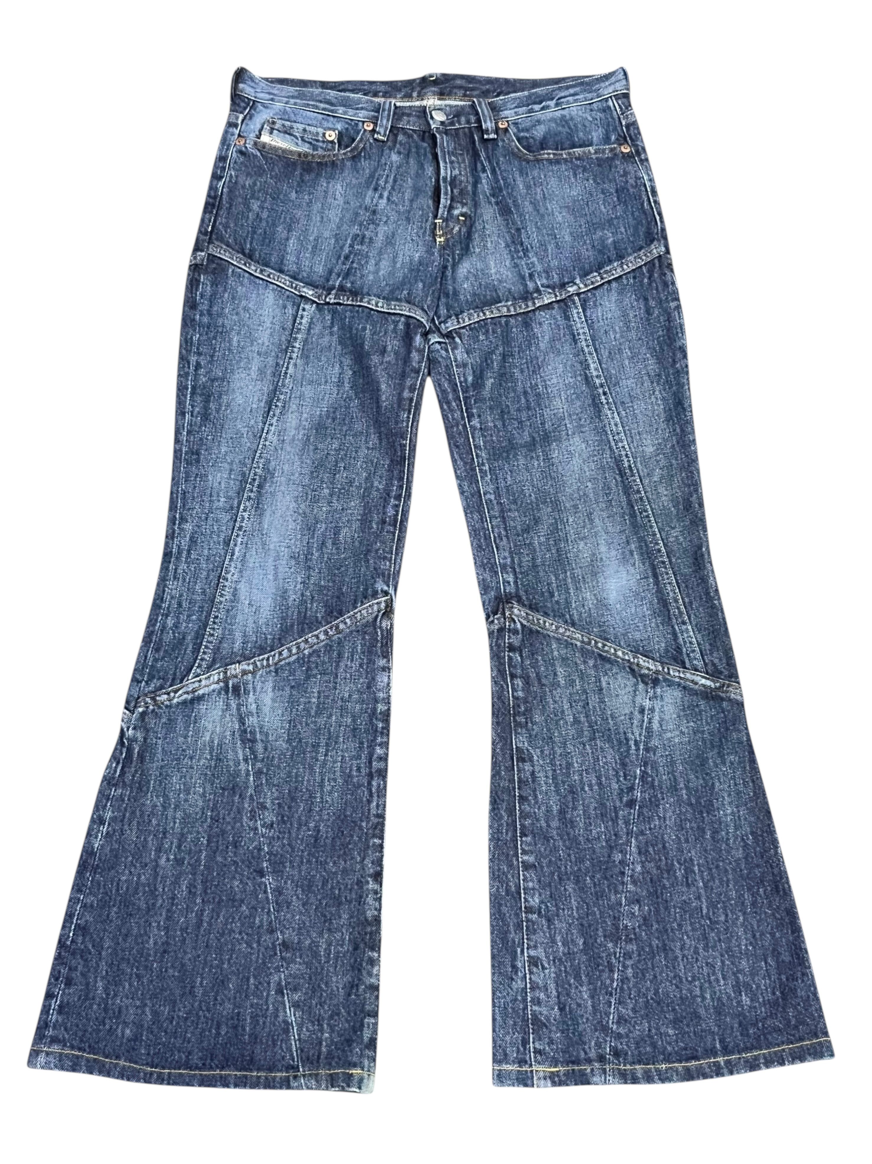 Diesel × Kapital × Vintage FYE🔥Vintage DIESEL INDUSTRY ITALY Spliced Denim Flare Jeans Size 29" - 1 Thumbnail