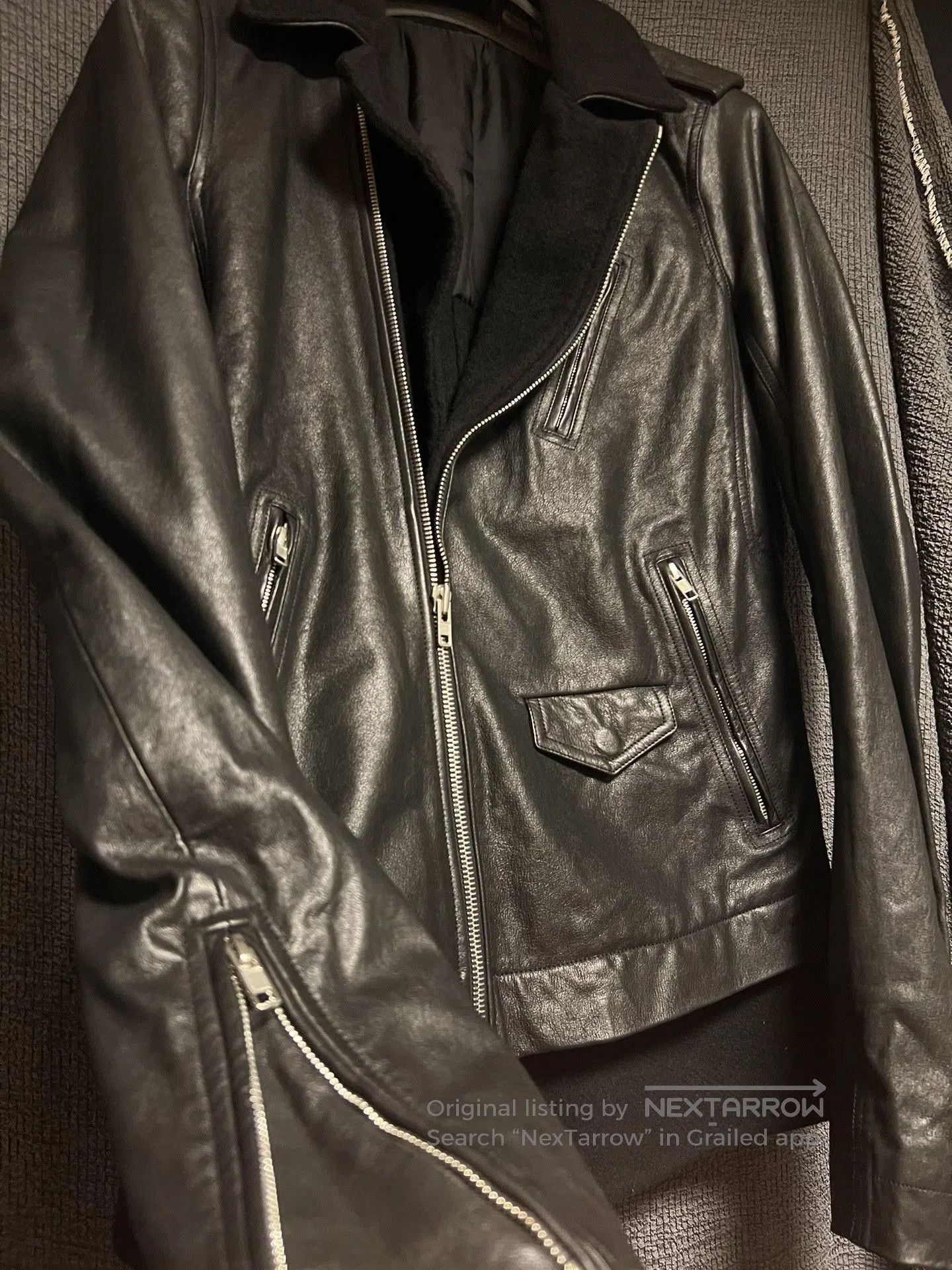 Rick Owens Rick Owens Leather Jacket with Asymmetrical Zip. Size US L / EU 52-54 / 3 - 3 Thumbnail