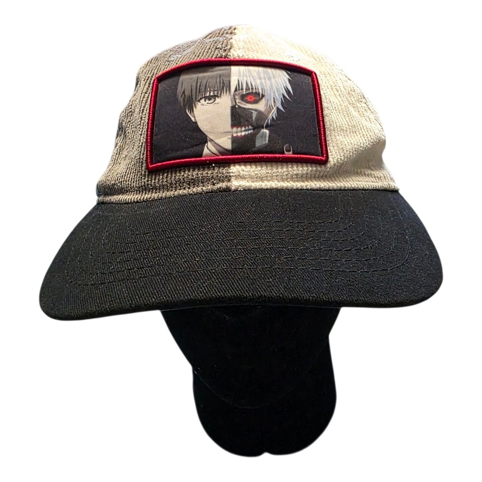Anime HotTopic Tokyo Ghoul Ken Kaneki Split Face Cordroy dad Cap Size ONE SIZE - 2 Thumbnail