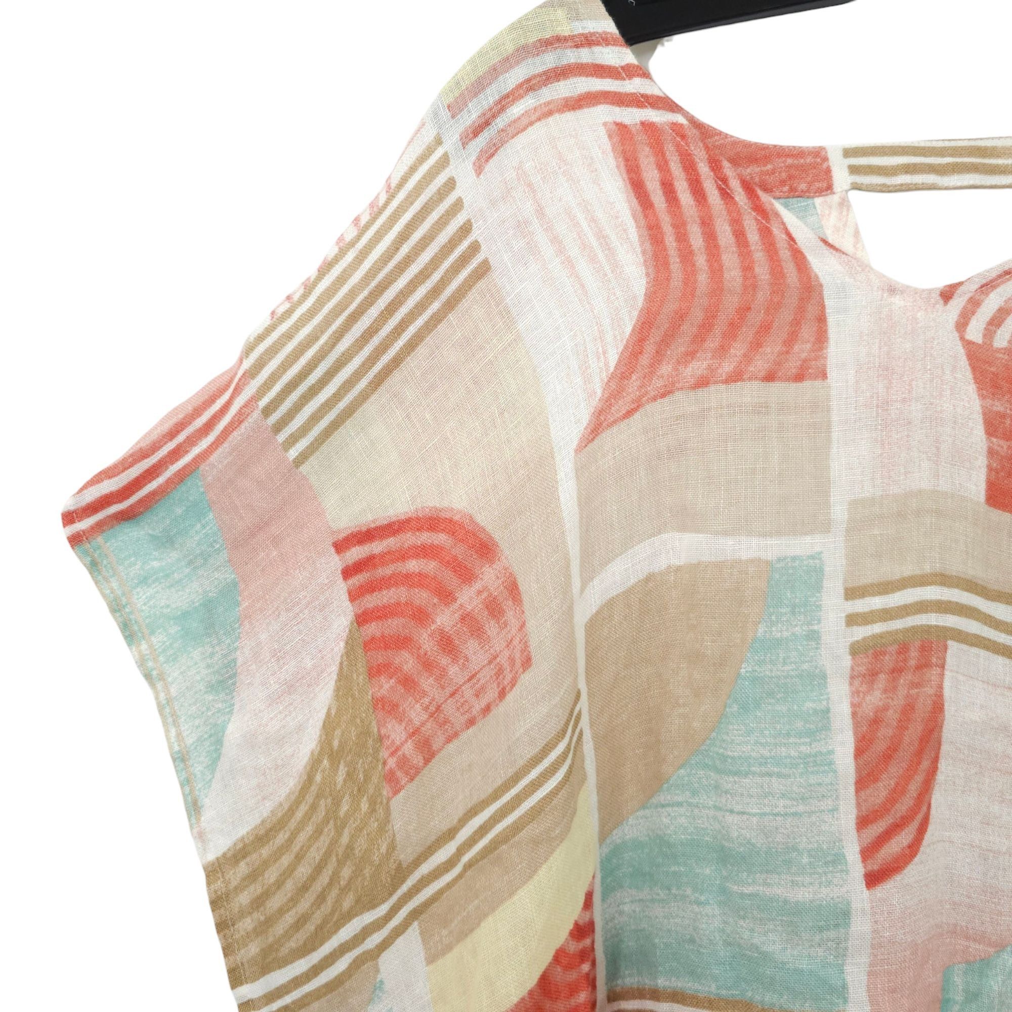 Chicos Chicos Linen Poncho Blouse Womens Size S/M Geometric Keyhole Size S / US 4 / IT 40 - 9 Thumbnail
