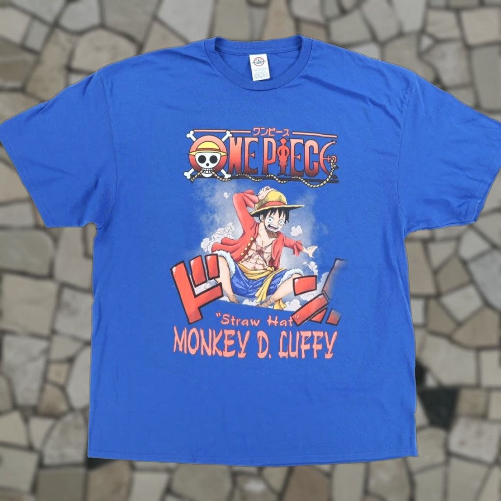 Delta VINTAGE Delta Monkey D. Luffy Graphic Solid T-Shirt Blue Men's 2XL Size US XXL / EU 58 / 5 - 1 Thumbnail
