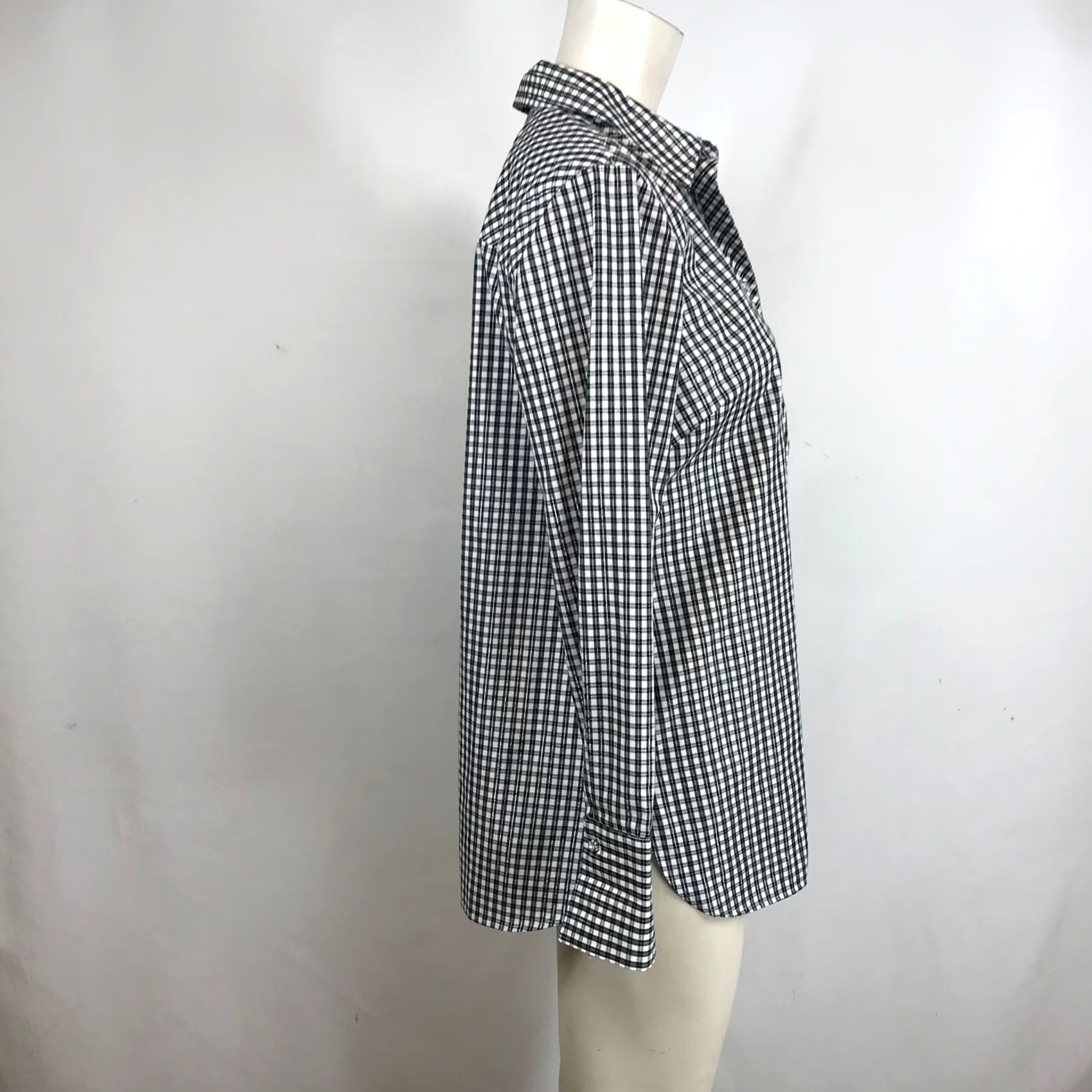 Talbots Talbots Blouse Shirt Gingham Check Non-Iron Popover Long Sleeve Woman Black White Silver Metallic Size S / US 4 / IT 40 - 4 Thumbnail