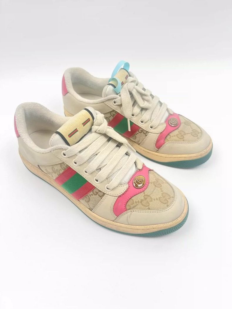 Gucci Gucci Classic Pink Dirty Sneakers Size 37-2505 Size US 5.5 / EU 38 - 2 Thumbnail
