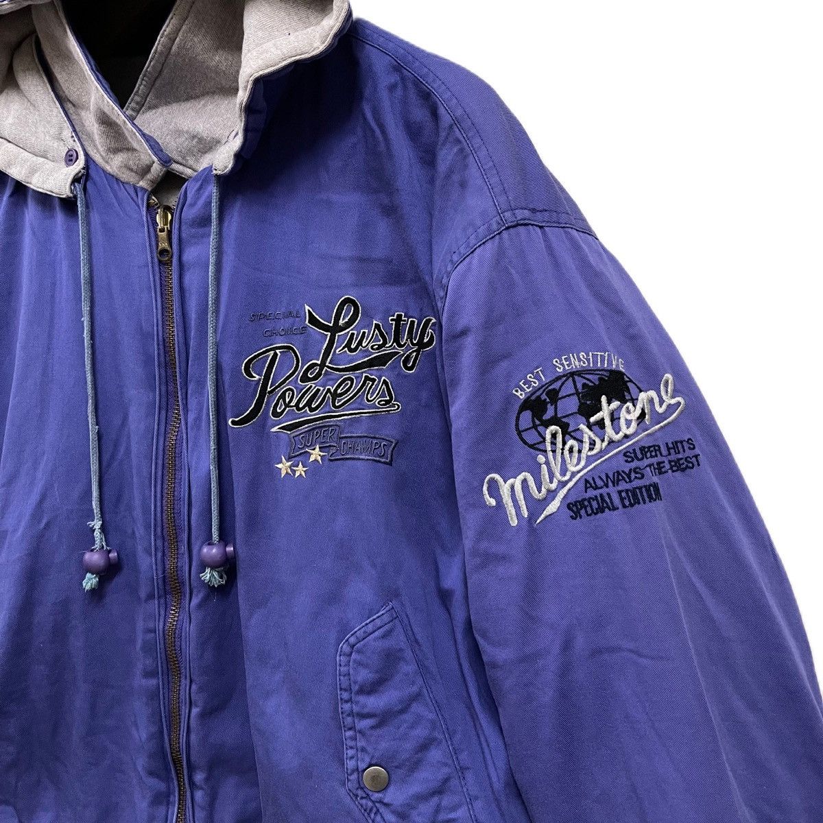 Japanese Brand Vintage 90s Milestone Lusty Power reversible bomber jacket Size US L / EU 52-54 / 3 - 4 Thumbnail