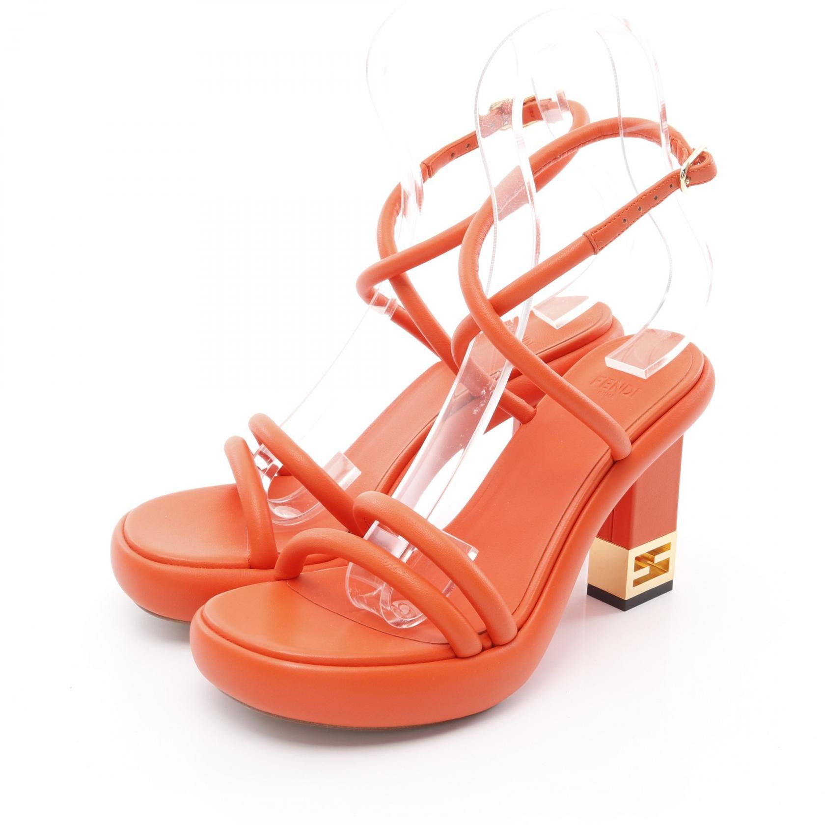 Fendi Fendi Baguette Leather Sandals Leather Shoes in Red, Women's