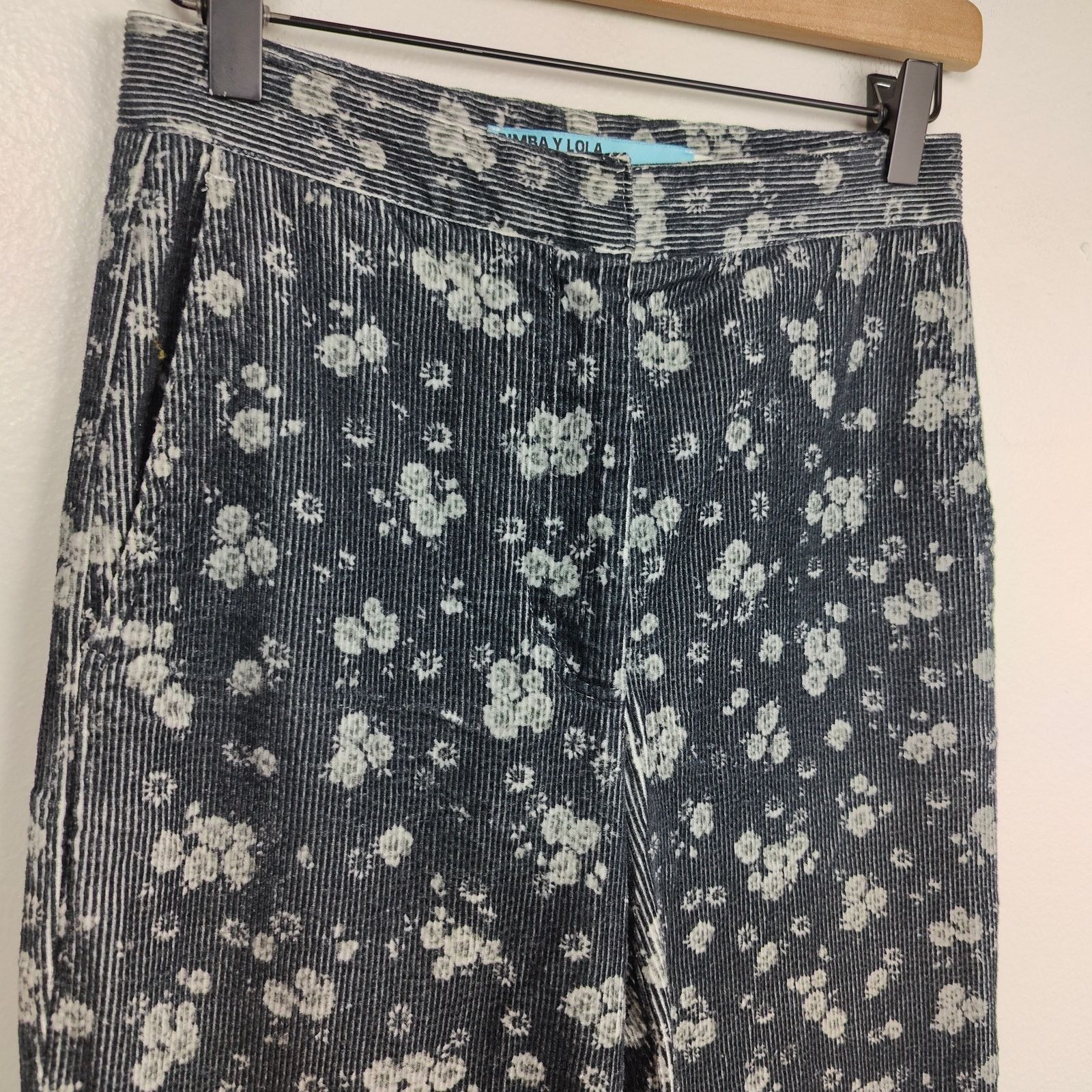 Other Bimba Y Lola Corduroy Pants Womens 36 Small Black Floral Size 28" / US 6 / IT 42 - 2 Thumbnail