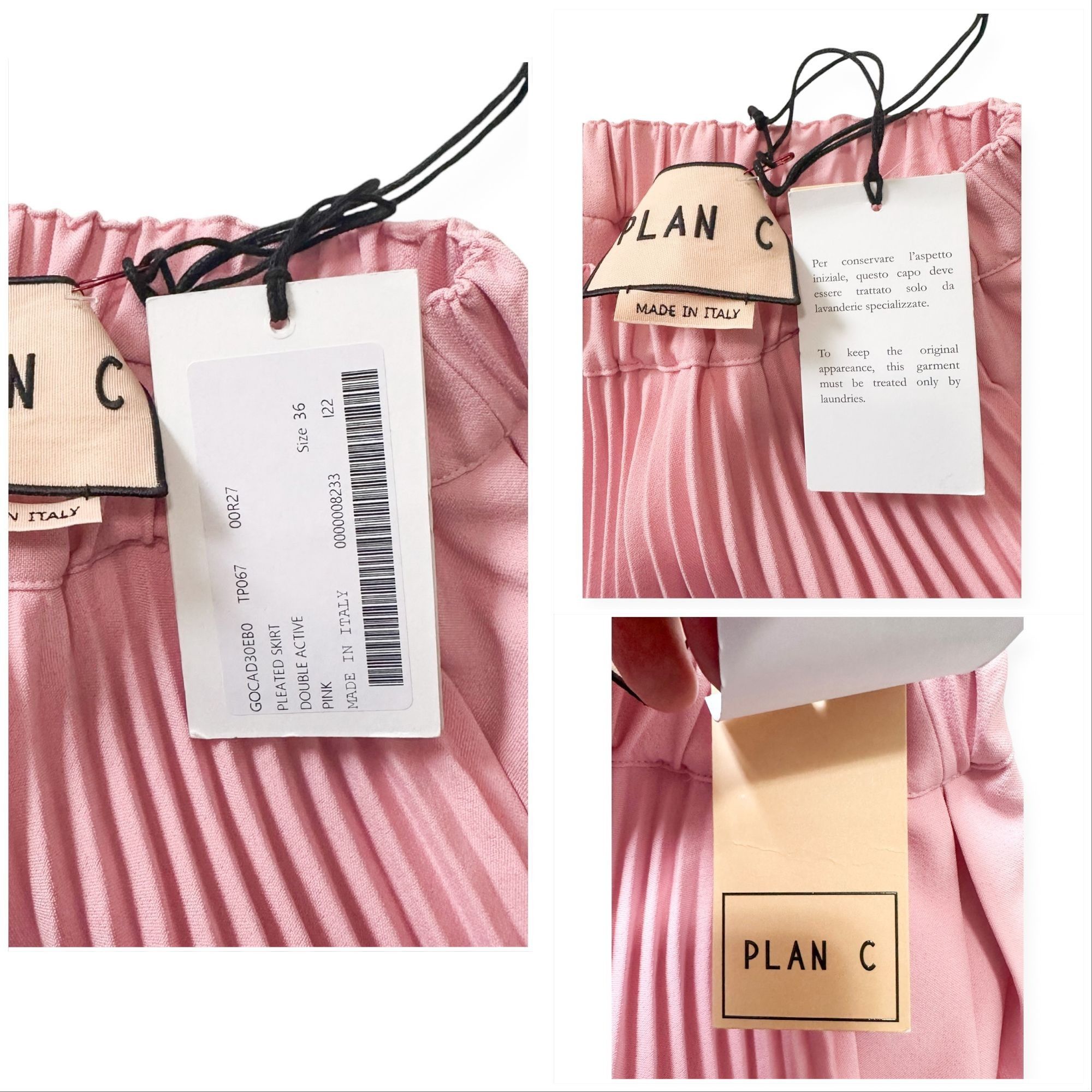 Plan C Plan C Pleated Midi Skirt, Double Active, Pink, Size 36IT/XS Size 25" / US 0 / IT 36 - 3 Thumbnail