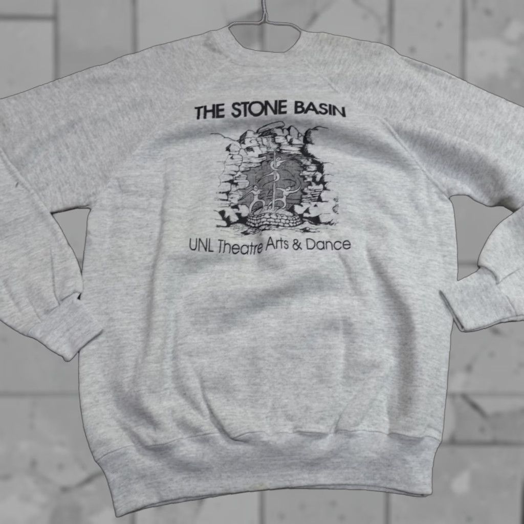 Vintage VINTAGE American Vintage Stone Basin Theater Sweatshirt Mens Raglan Crew Neck Gray Medium Size US M / EU 48-50 / 2 - 1 Thumbnail
