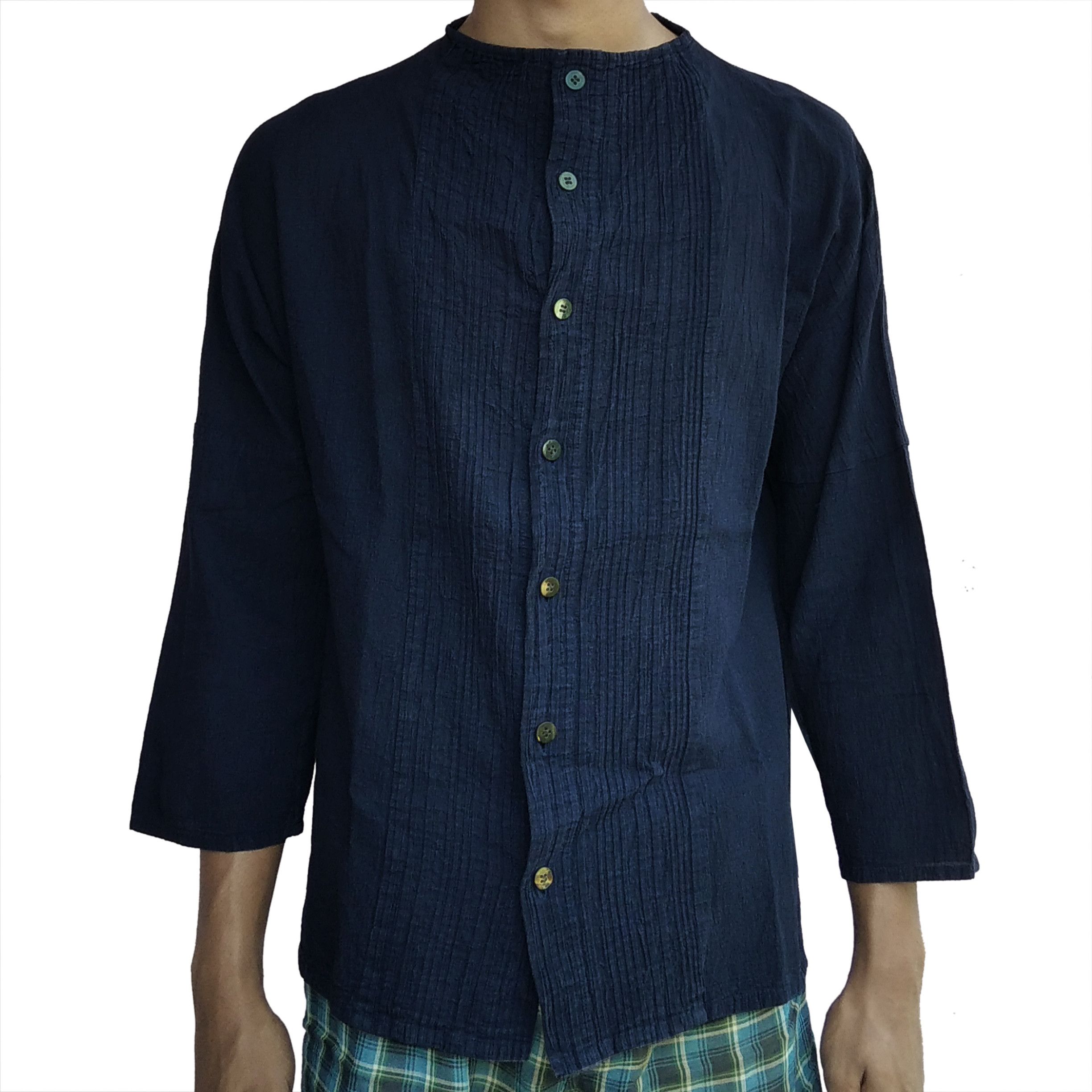Issey Miyake Vintage PLANTATION ISSEY MYAKE Indigo Long Shirt Size US M / EU 48-50 / 2 - 1 Thumbnail