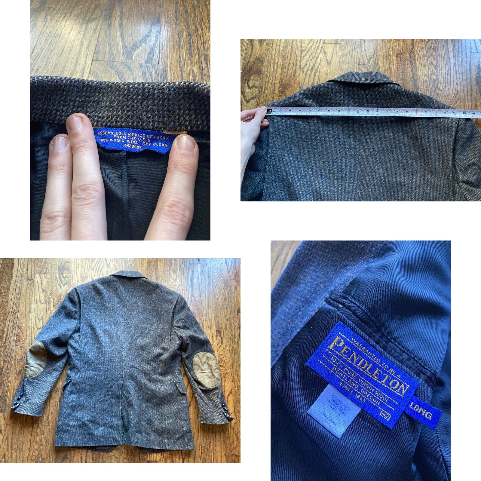 Pendleton VINTAGE Pendleton Sport Coat Jacket Men 42L Gray Wool Tweed Notch Lapel Two-Button Long Mens Size 42R - 8 Thumbnail