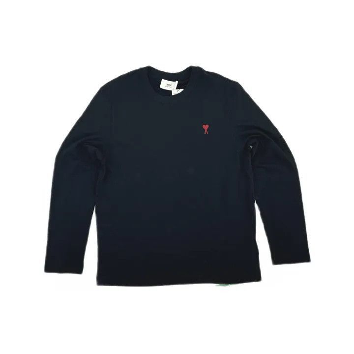 AMI AMIPARIS Black Embroidered Logo Long Sleeve T-Shirt -2507 Size XL / US 12-14 / IT 48-50 - 2 Thumbnail