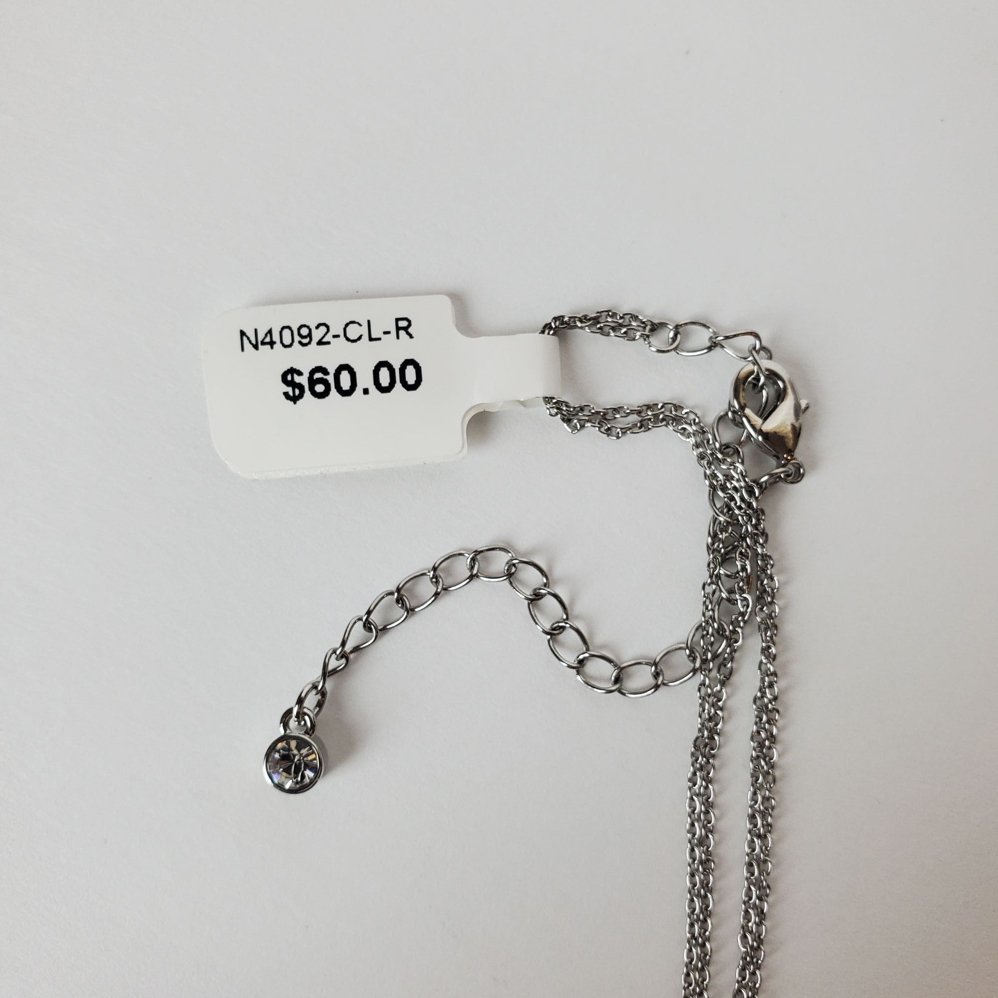 Other Sterling Silver Double Chain Rhodium Plated Swarovski Crysta Size ONE SIZE - 5 Thumbnail