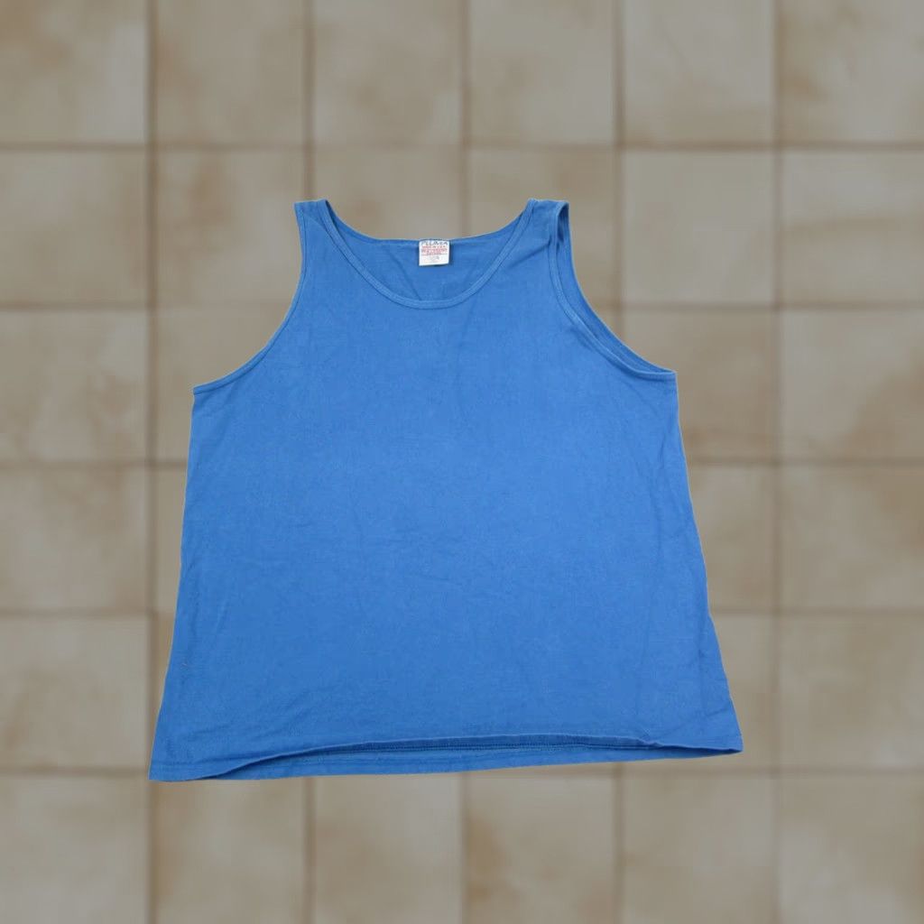 Vintage Pluma Tank Shirt Mens 2XL Blue Cotton Vintage USA 70s 90s Outdoor Sports Sleeveless Tank Vest Size US XXL / EU 58 / 5 - 1 Thumbnail