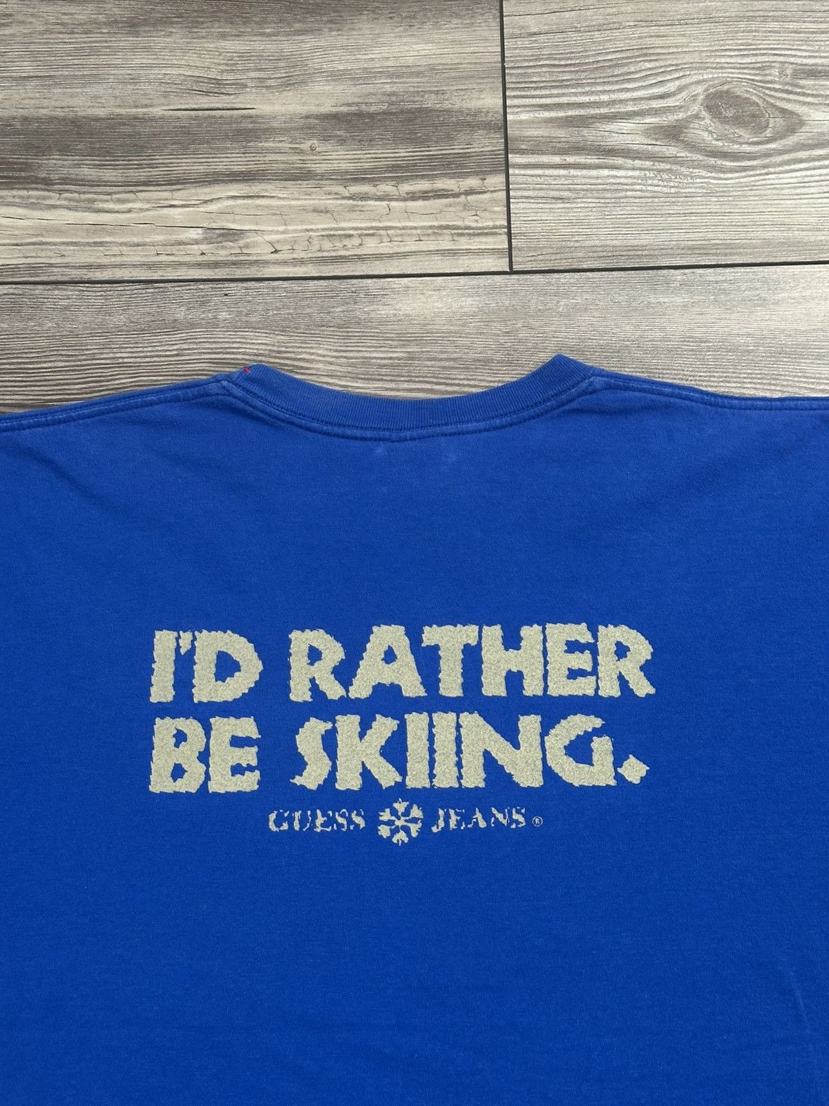 Guess × Vintage Vintage 90’s Guess Jeans “I’d Rather Be Skiing” T Shirt Size US L / EU 52-54 / 3 - 4 Thumbnail
