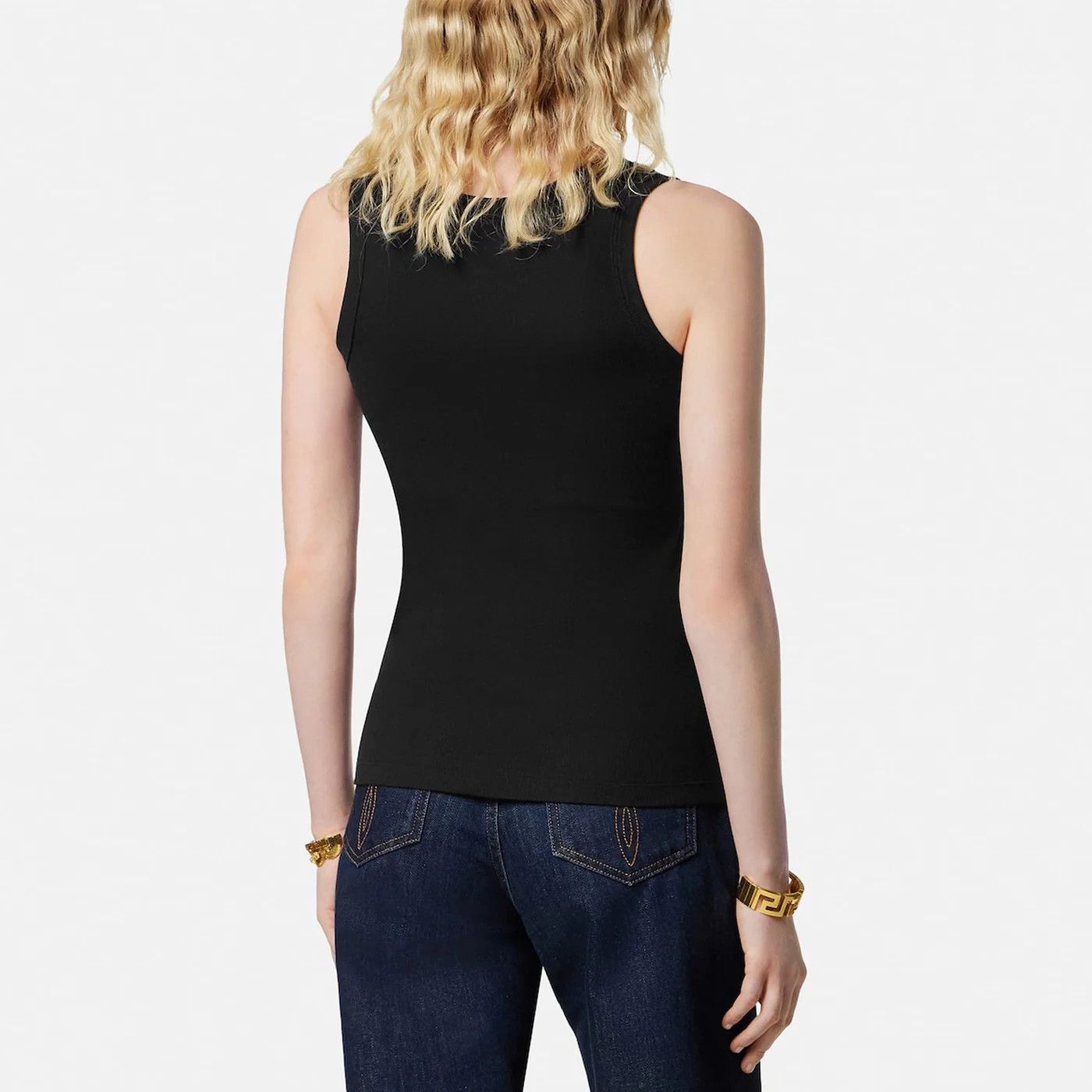 Versace o1d2blof0426 Cotton Tank Top in Black Size XS / US 0-2 / IT 36-38 - 3 Thumbnail