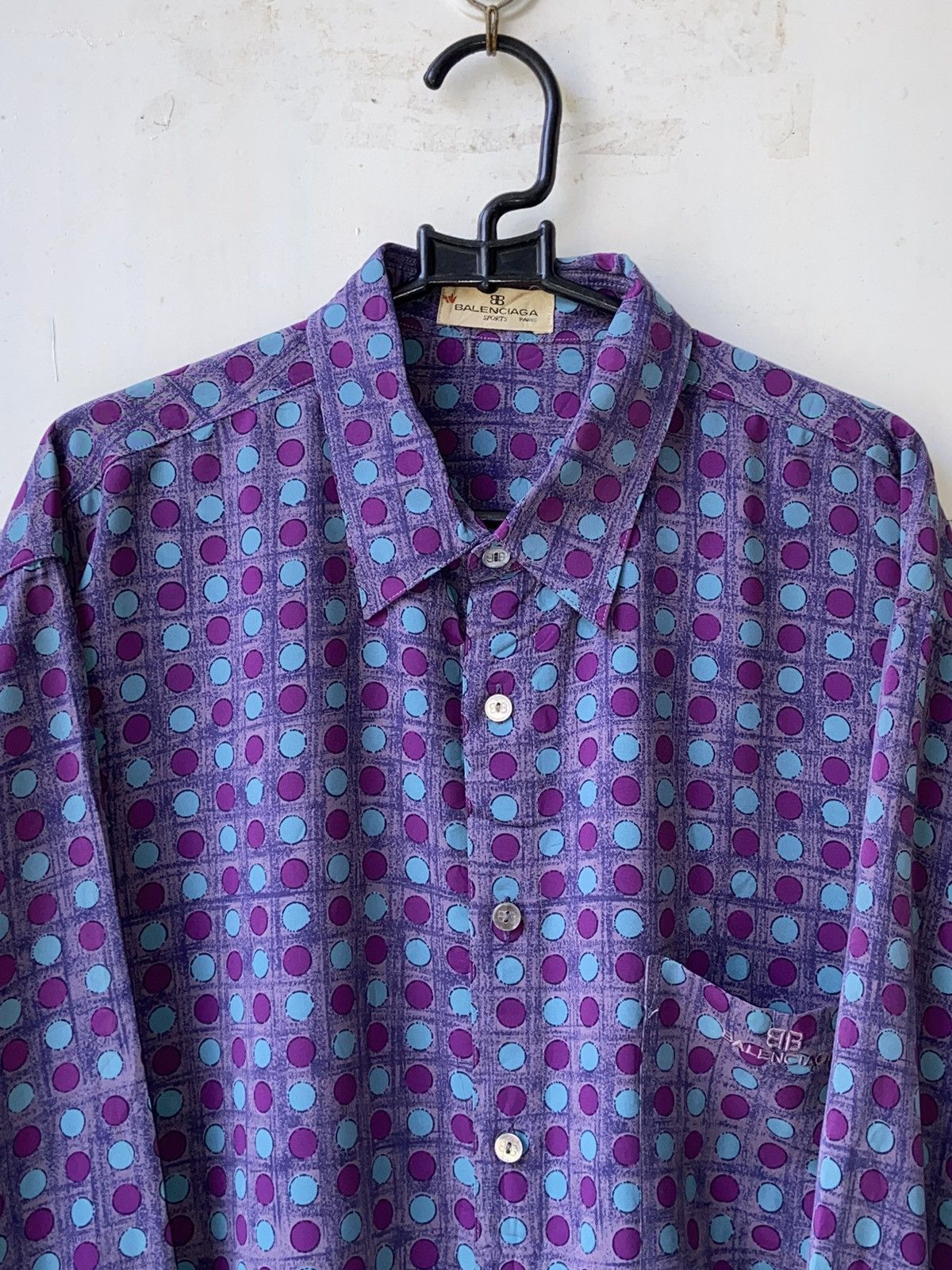 Balenciaga BALENCIAGA Purple Polkadot Patterned Shirt Size US L / EU 52-54 / 3 - 3 Thumbnail