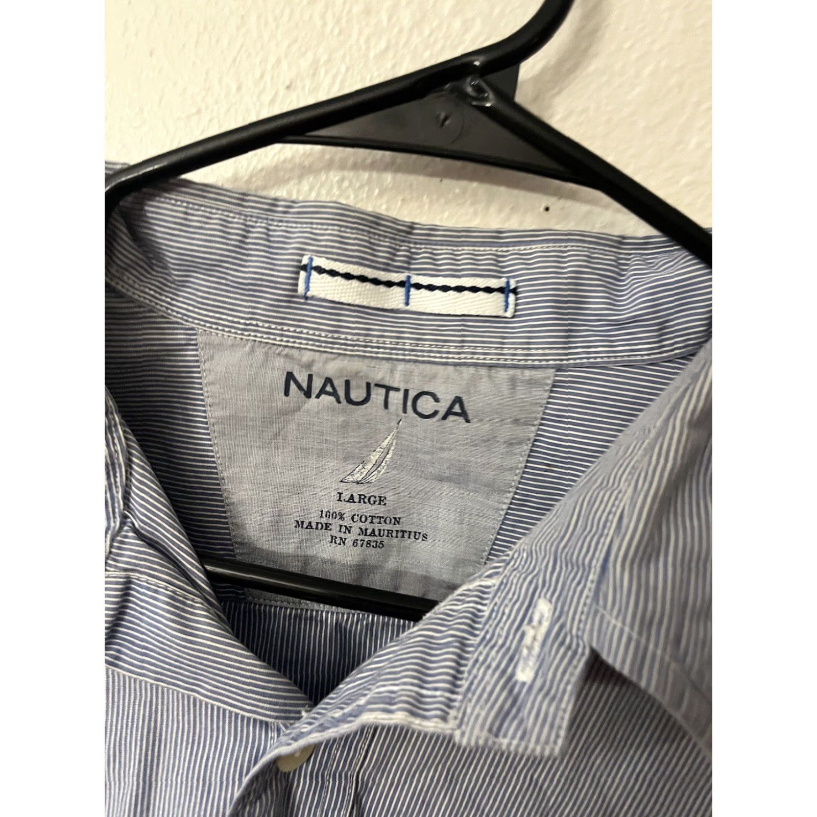 Nautica Nautica Button Up Shirt Large Blue Striped Collared Mens Size US L / EU 52-54 / 3 - 2 Thumbnail