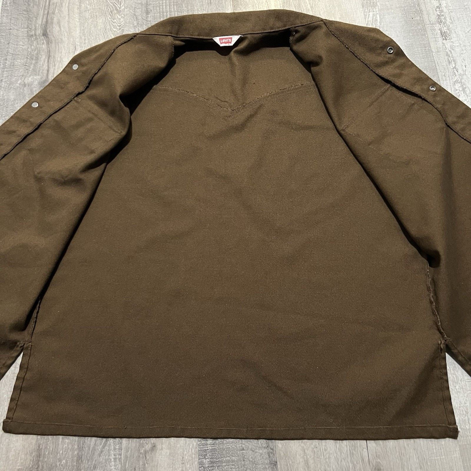 Levi's VTG Levis Big E Brown Snap Front Dacron Jacket Cut Off Vest Size US XL / EU 56 / 4 - 4 Thumbnail
