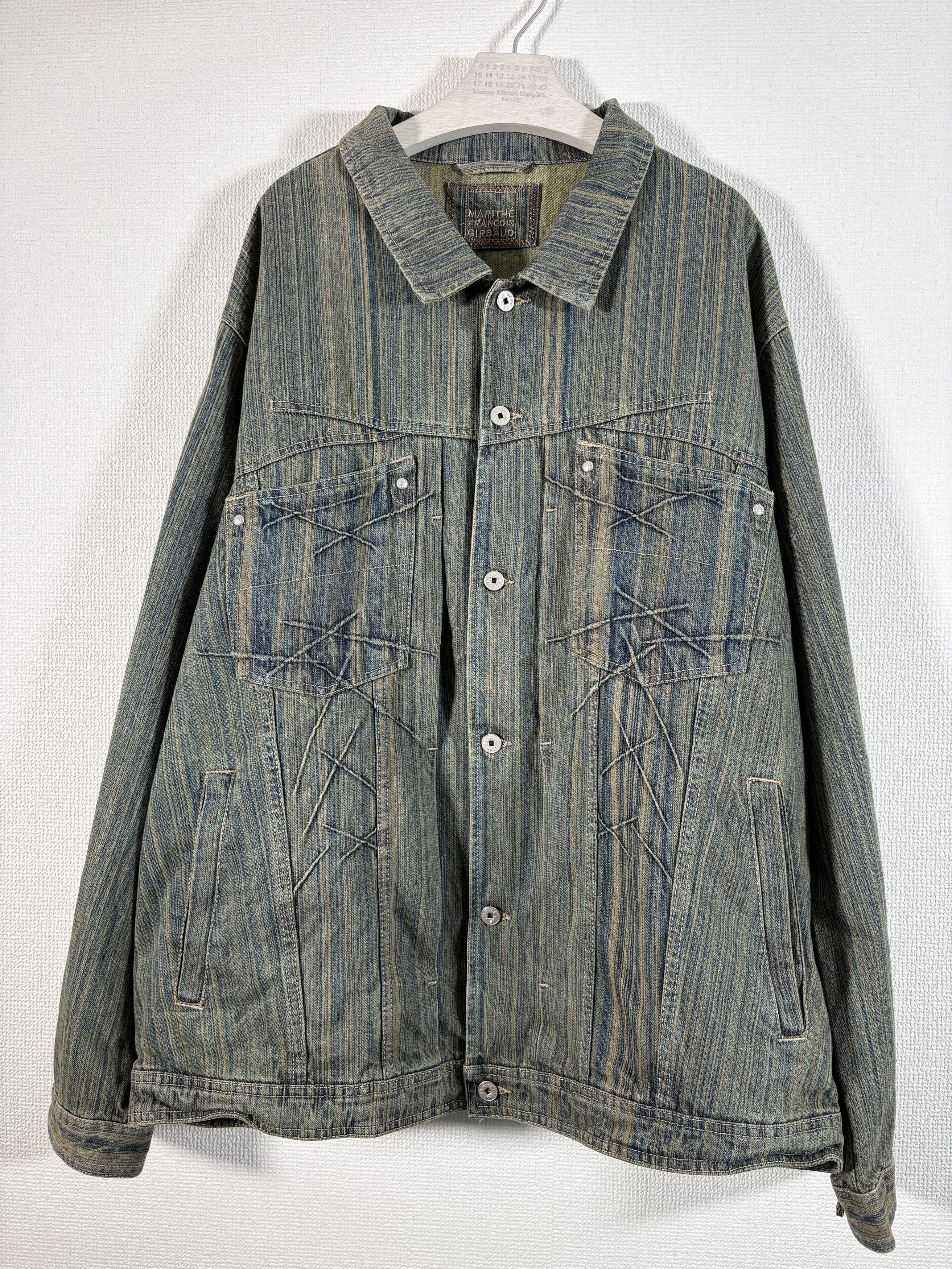 Marithe + Francois Girbaud Marithe + Francois Girbaud Striped Denim Jacket Size US XXL / EU 58 / 5 - 1 Thumbnail