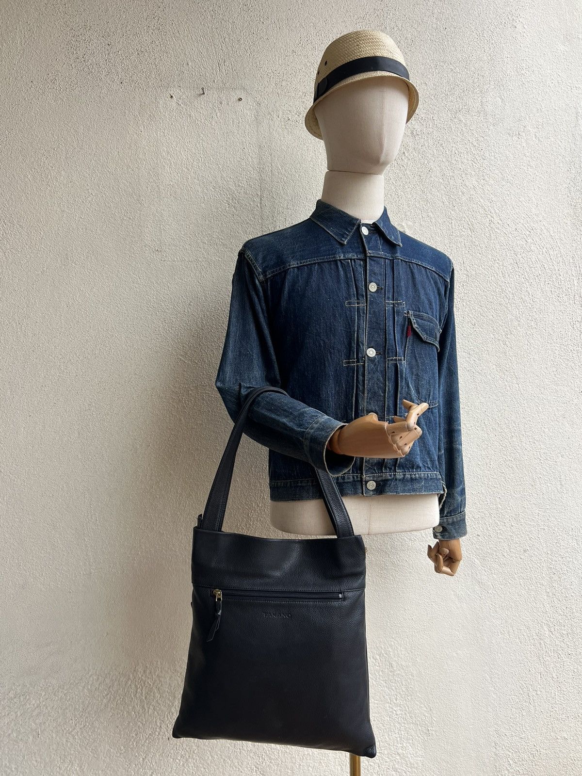 Leather TAKANO Japan Black Leather Asymmetrical Tote Bag Size ONE SIZE - 5 Thumbnail