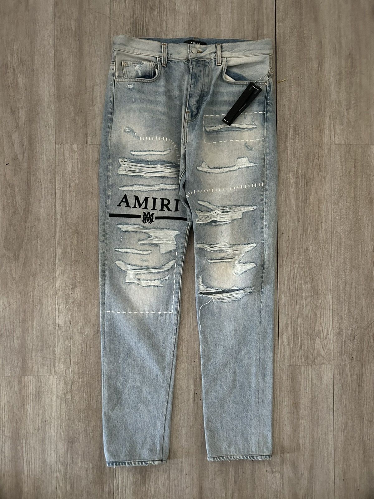 Amiri Amiri Logo Straight Jean Stone Indigo size 31 custom fitted Size US 31 - 1 Thumbnail