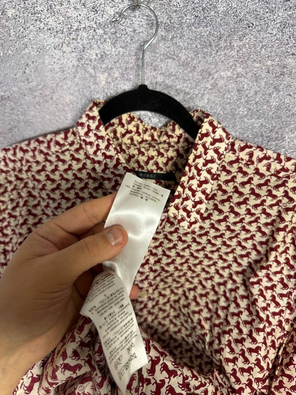 Gucci GUCCI Shirt Button Up Printed Monogram Horsebit Slim Fit Red Size US M / EU 48-50 / 2 - 15 Thumbnail