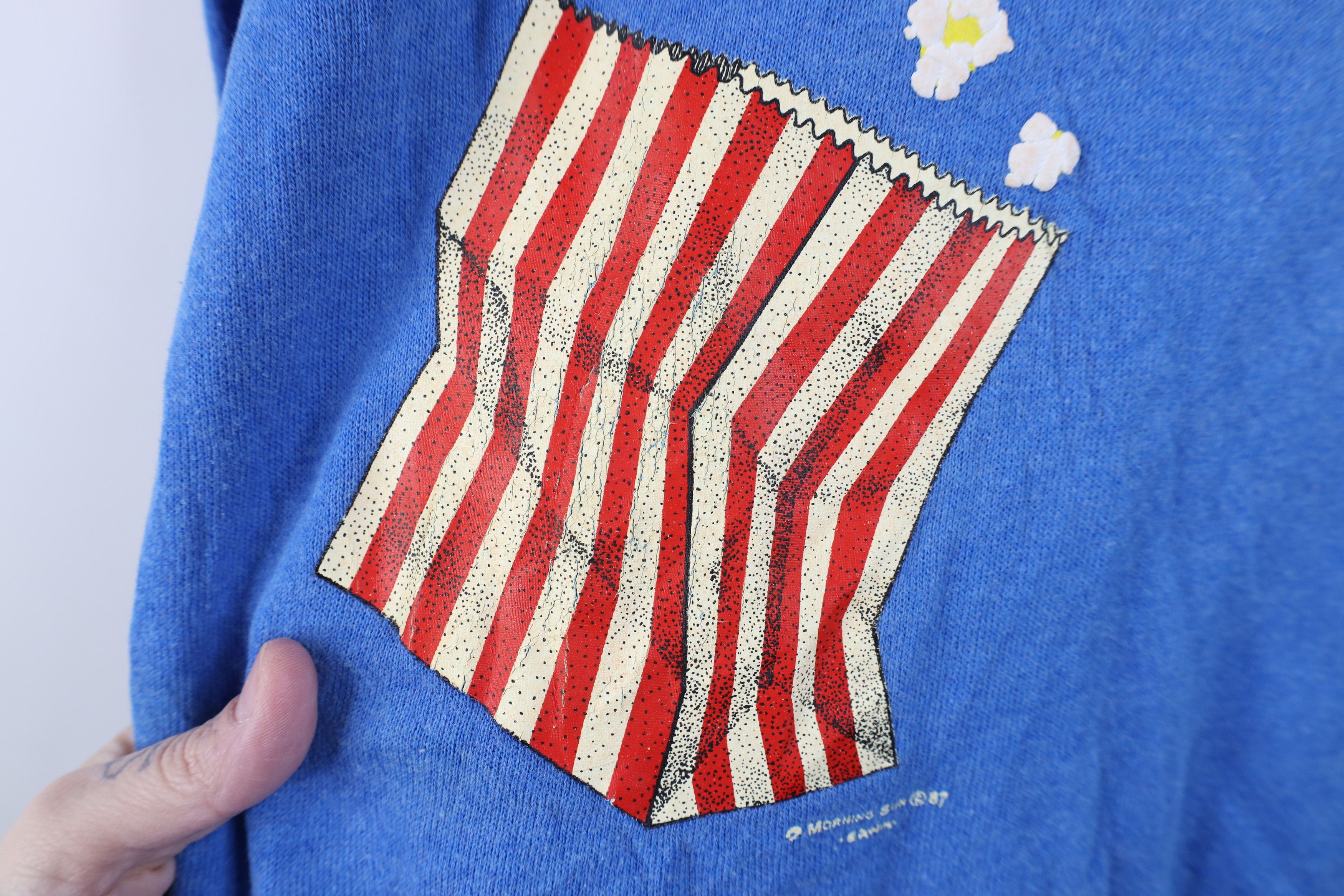 Vintage Vintage 80s Streetwear Popcorn Collared Sweatshirt Blue USA Size L / US 10 / IT 46 - 5 Thumbnail