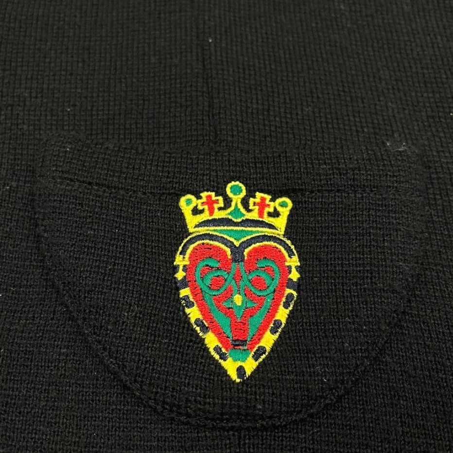 Vintage VINTAGE Eagles Eye Cardigan Womens M Black Wool Heart Crown Patch Academia Prep 90s Size M / US 6-8 / IT 42-44 - 2 Thumbnail