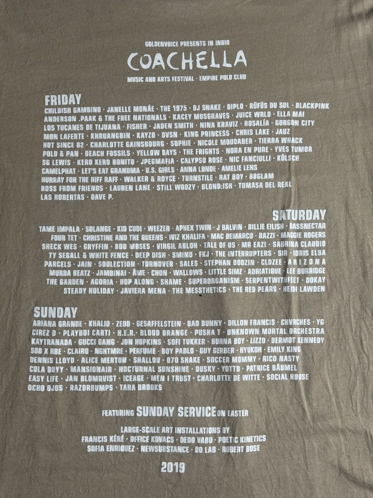 Coachella Coachella Music Festival 2019 Tee “Tan” [L] PREOWNED Size US L / EU 52-54 / 3 - 4 Thumbnail