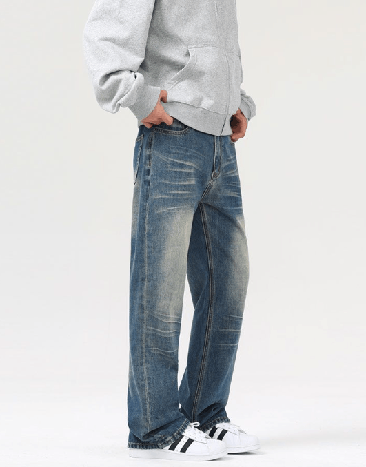 Japanese Brand × Jean American retro baggy distressed straight loose flared jeans Size US 32 / EU 48 - 4 Thumbnail