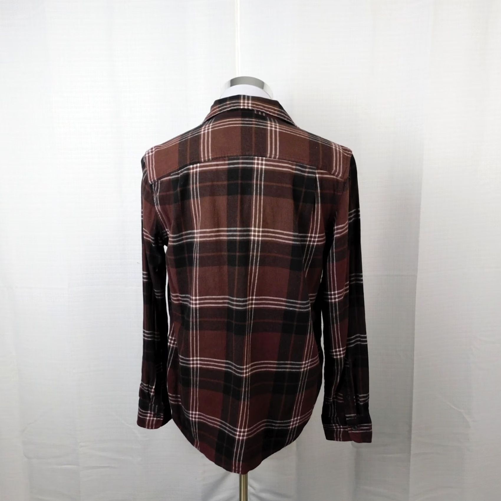 George George Men's Button-Up Flannel Shirt Brown Plaid Long Sleeve 38-40 Medium Size US L / EU 52-54 / 3 - 4 Thumbnail