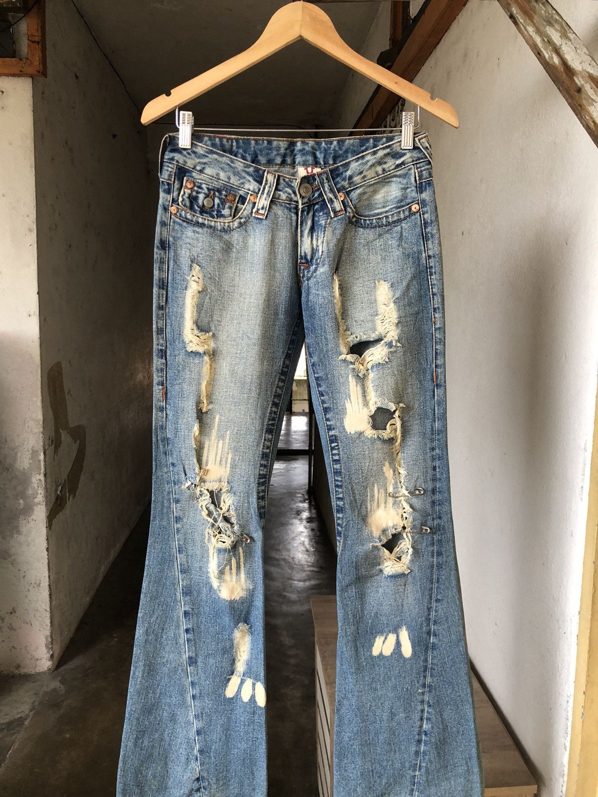 True Religion Rare❗️Vintage True Religion Distressed Boot Cut Jeans Size 26" / US 2 / IT 38 - 3 Thumbnail