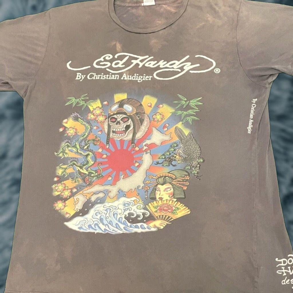 Ed Hardy VINTAGE Ed Hardy Tattoo Skull VTG Shirt Mens XL Gray 90s Y2K Punk Grunge Hip Hop Tattoo Cyber Raver Distressed Size US XL / EU 56 / 4 - 1 Thumbnail