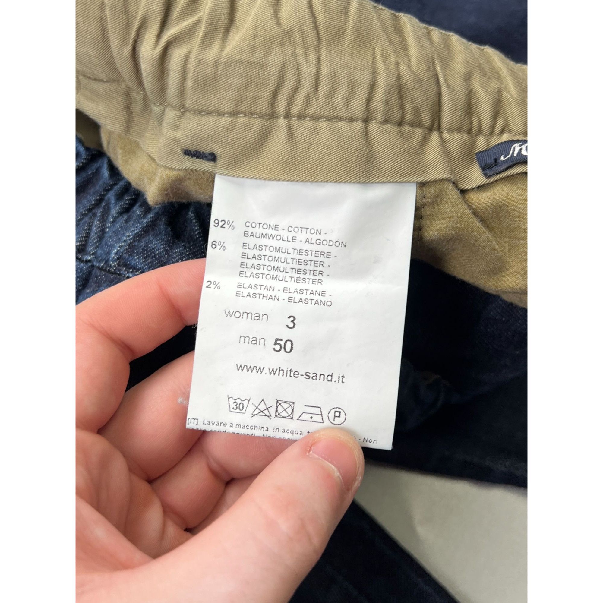 Designer Unisex White Sand Raw Selvedge Denim Jeans Pants (Y0797) Size US 34 / EU 50 - 9 Thumbnail