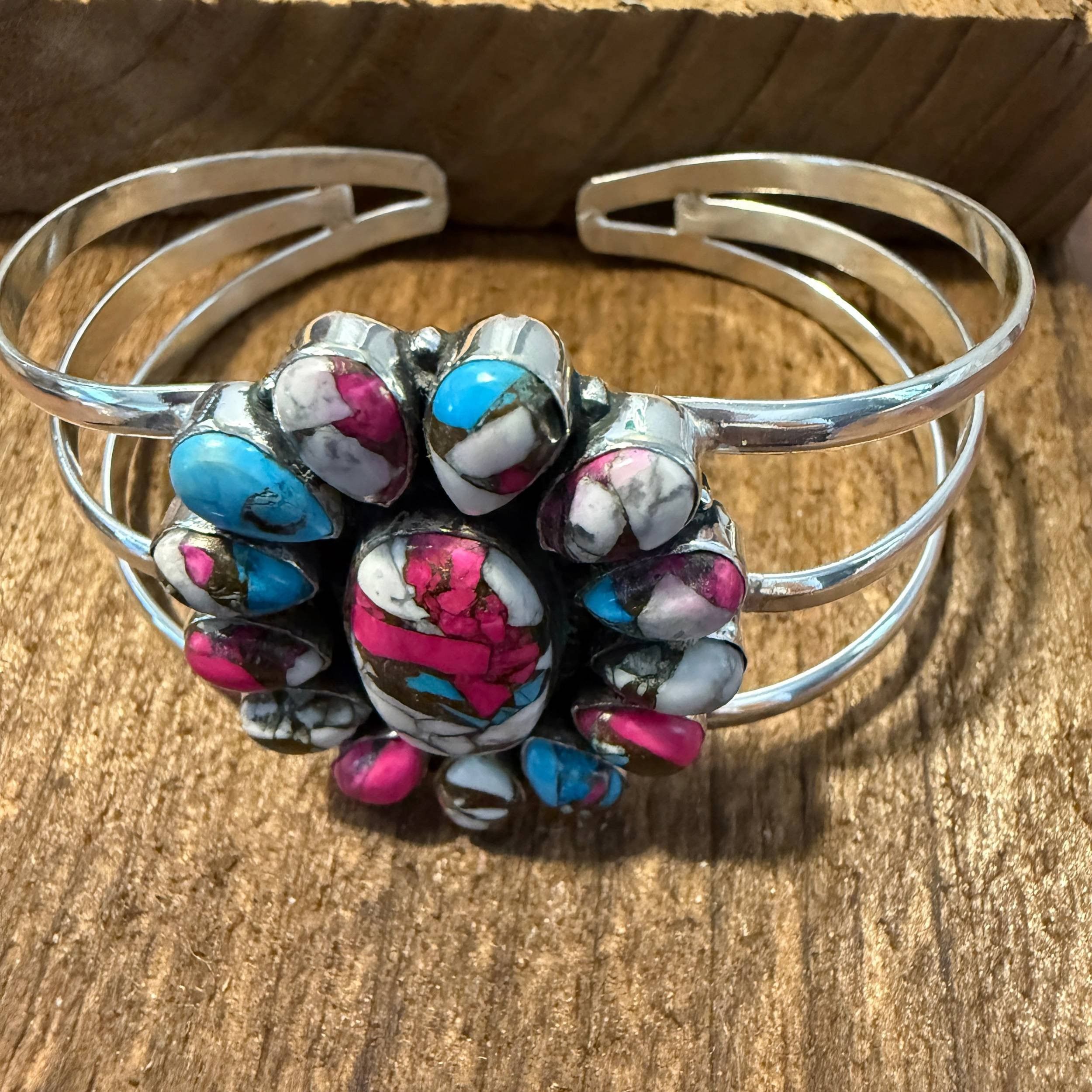 Other Cotton Candy Turquoise Dahlia Stone Sterling Silver Cuff Size ONE SIZE - 2 Thumbnail