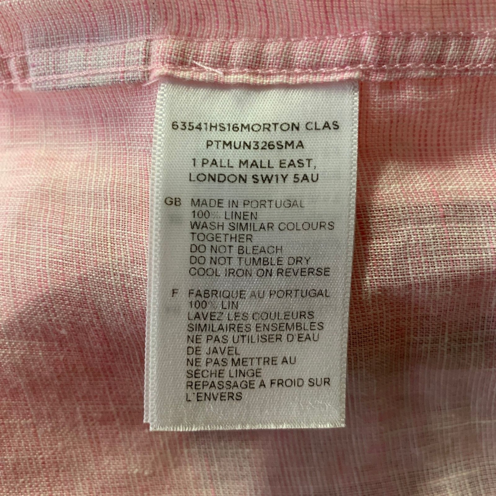Orlebar Brown Size L Pink Chambray Linen Pointed Collar L/S Shirt Size US L / EU 52-54 / 3 - 6 Thumbnail
